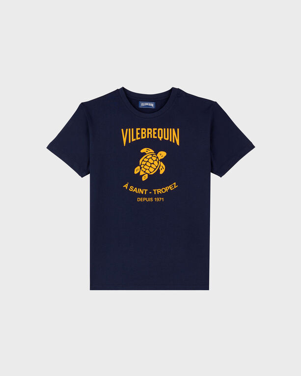 Vilebrequin - Men Cotton T-shirt Embossed Vilebrequin Logo - Tee Shirt - Portisol - Blue - Size M