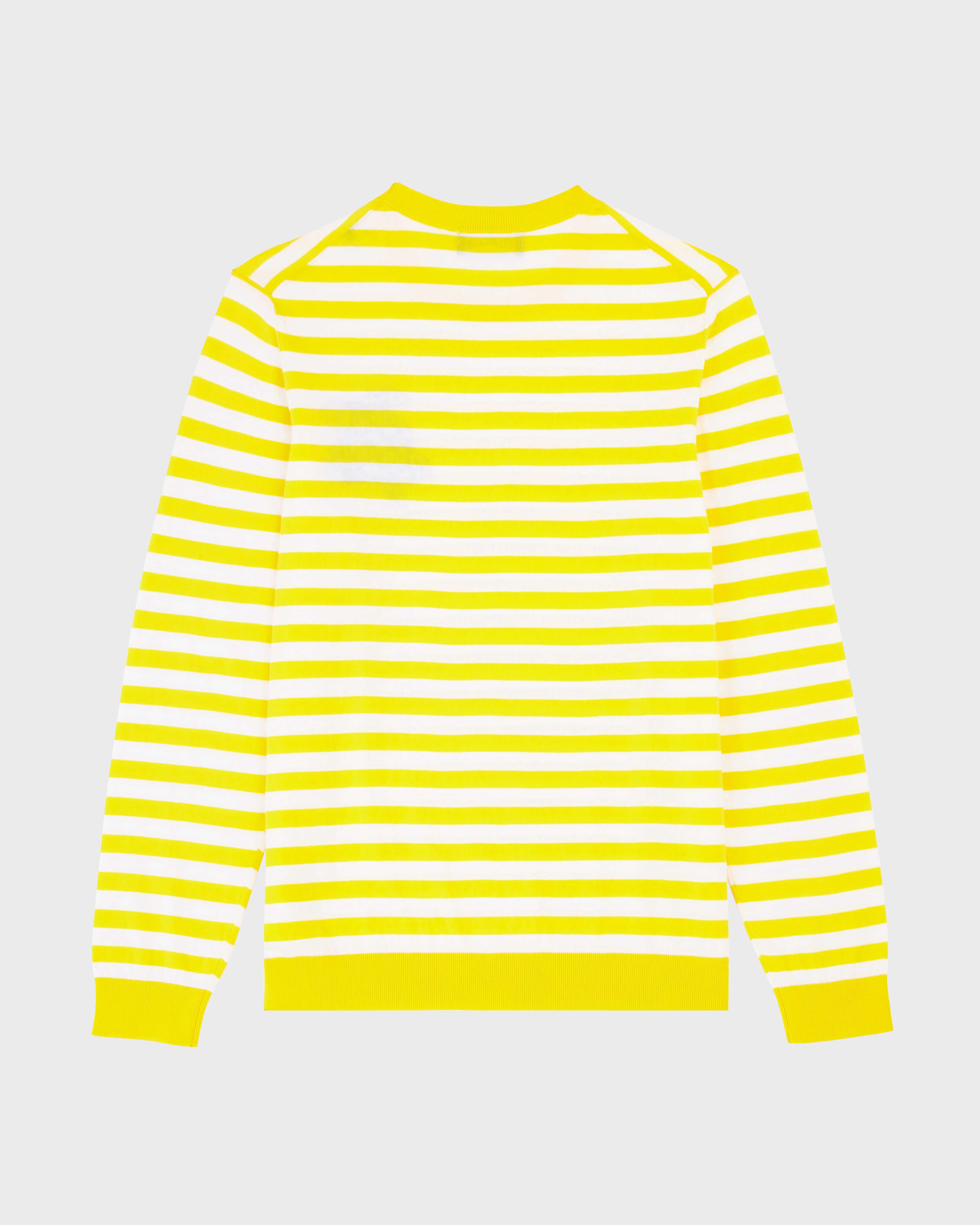 Men Cotton Crewneck Striped Sweater YELLOW/WHITE back view