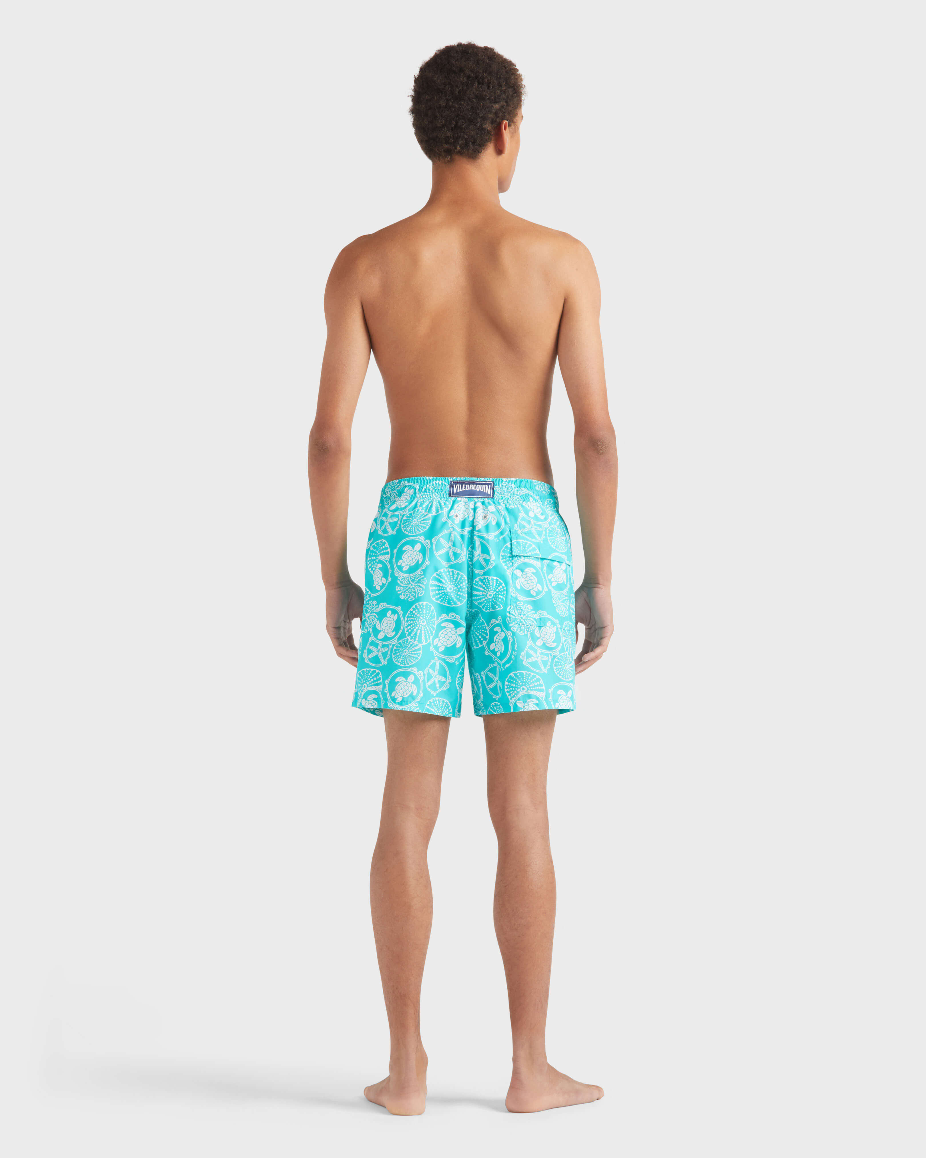 Men Swim trunks Oursins Bicolores DISCO GREEN backworn view