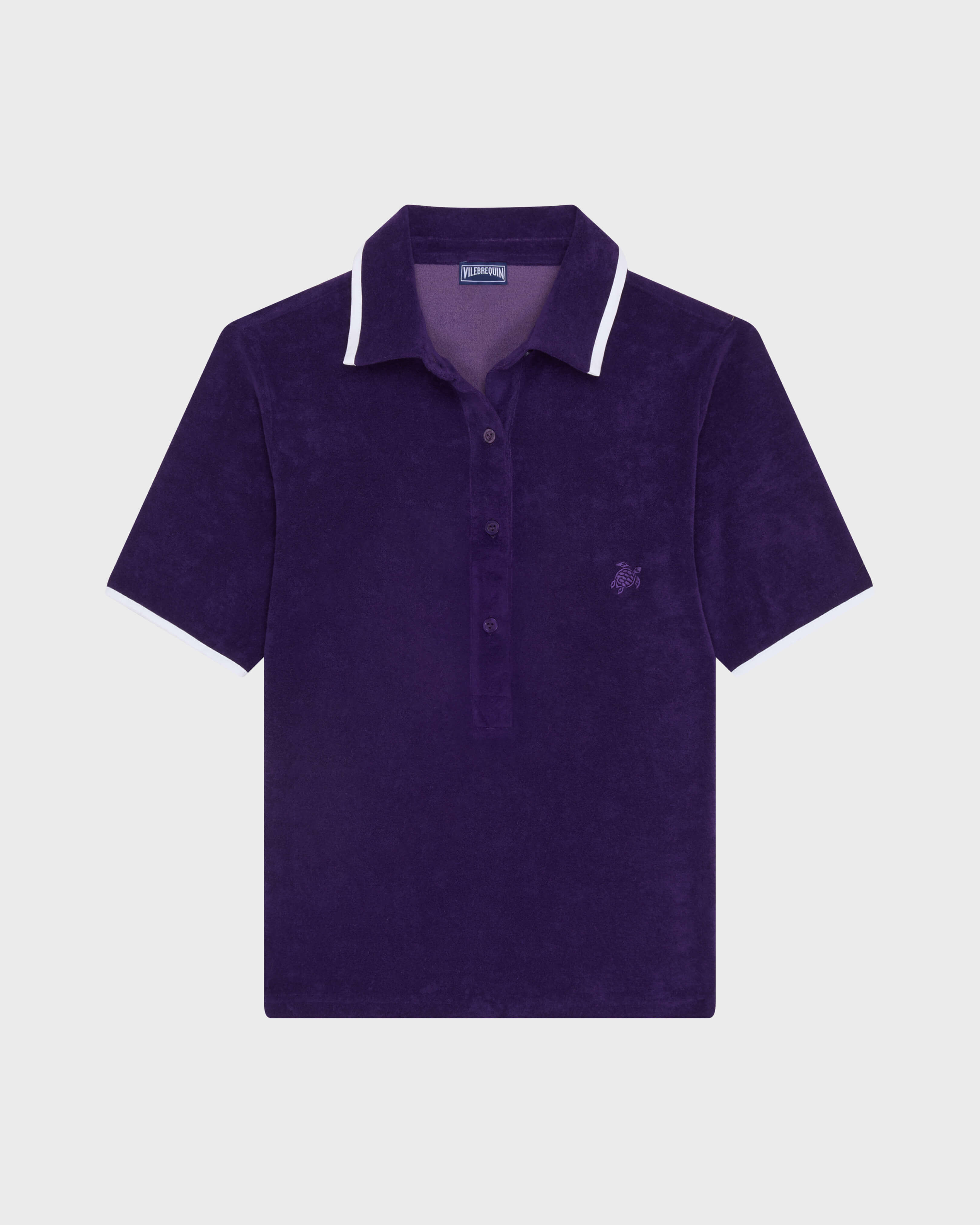 Women Terry Polo Solid VIOLETTE front view