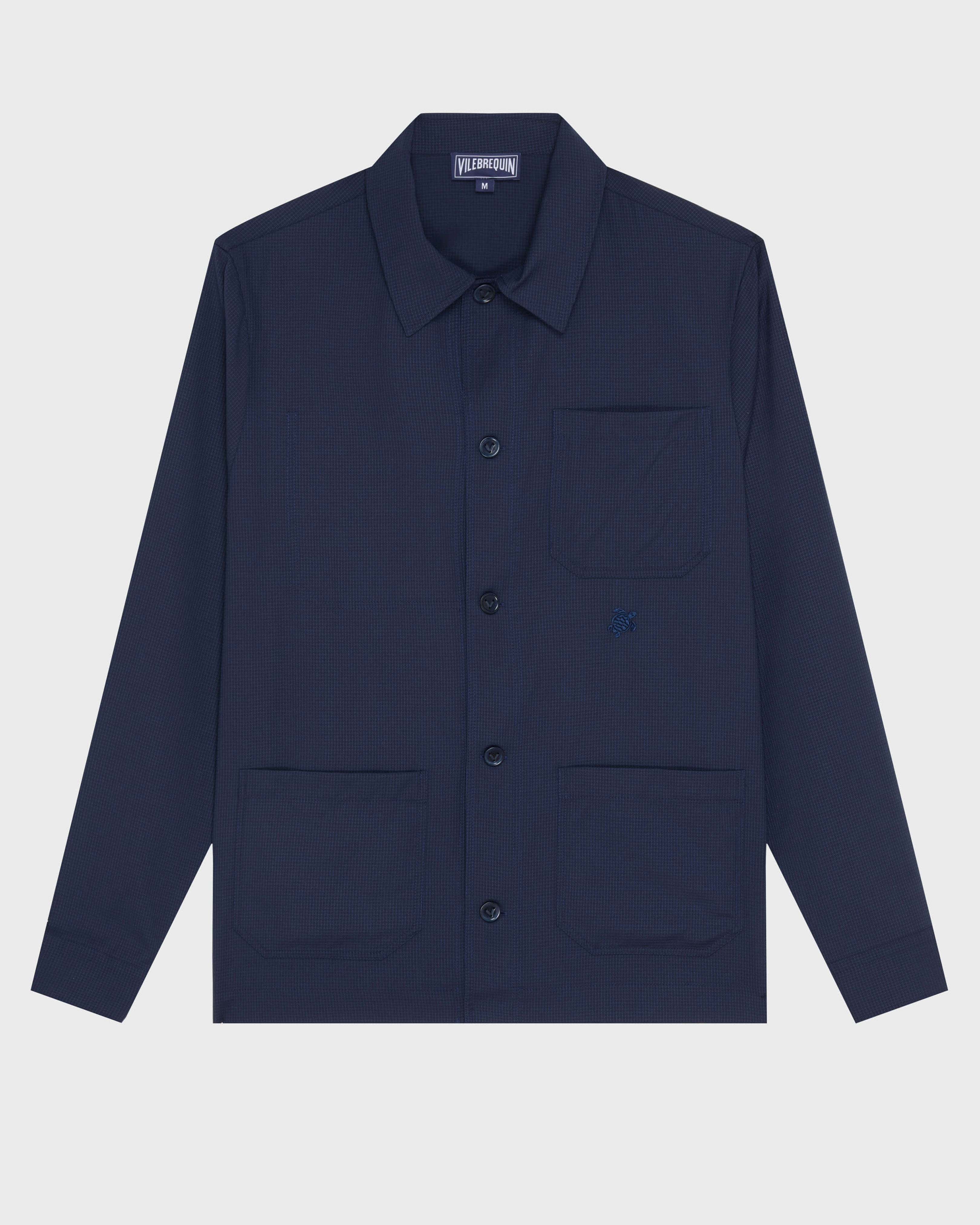 Overshirt uomo in lana Micro Carreaux BLU MARINE front view