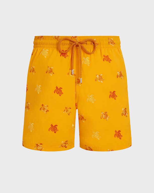 Vilebrequin - Men Embroidered Swim Trunks Micro Tortues Diagonales - Limited Edition - Swimwear - Mistral - Orange - Size S