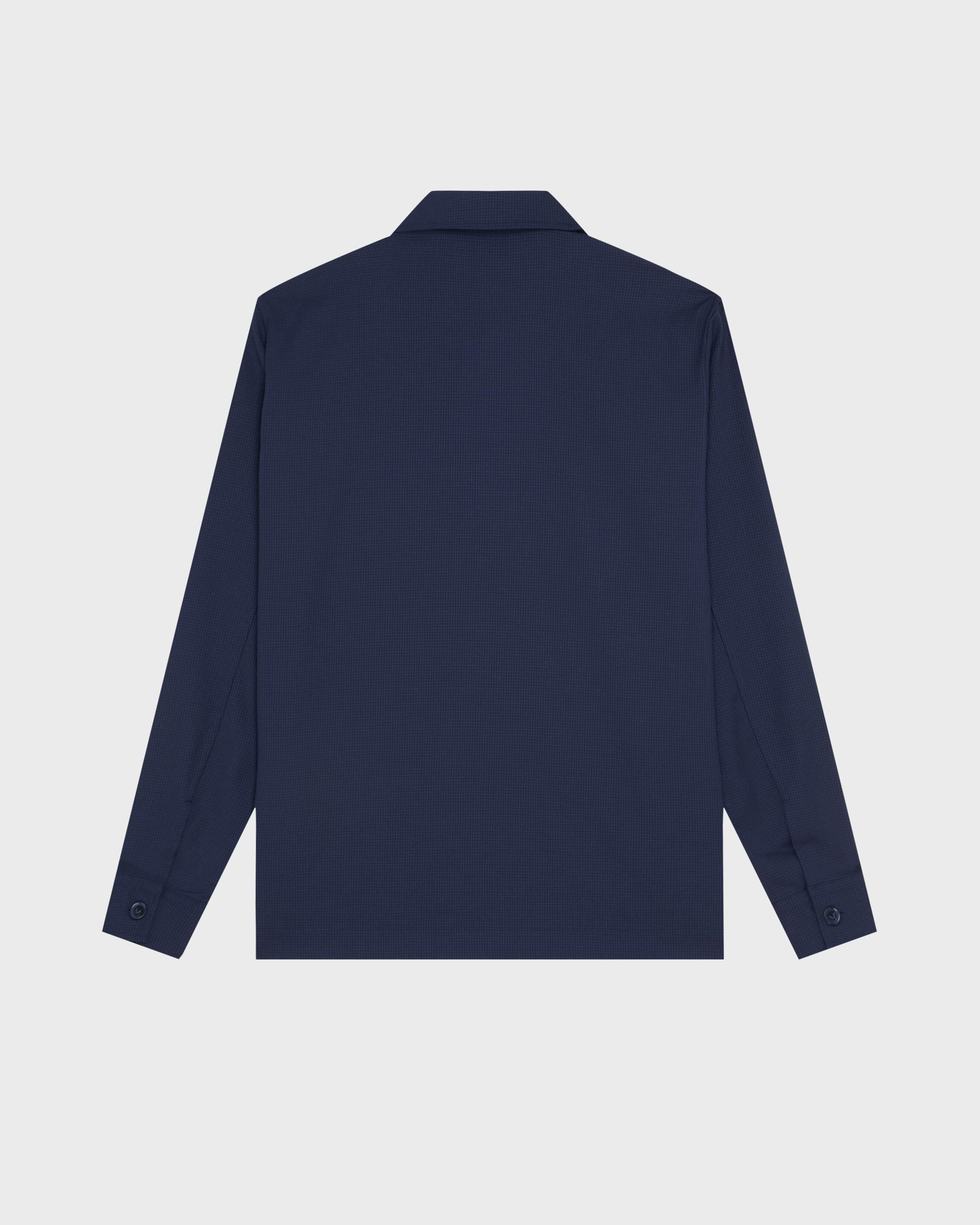Micro Carreaux Herren-Overshirt aus Wolle MARINEBLAU back view