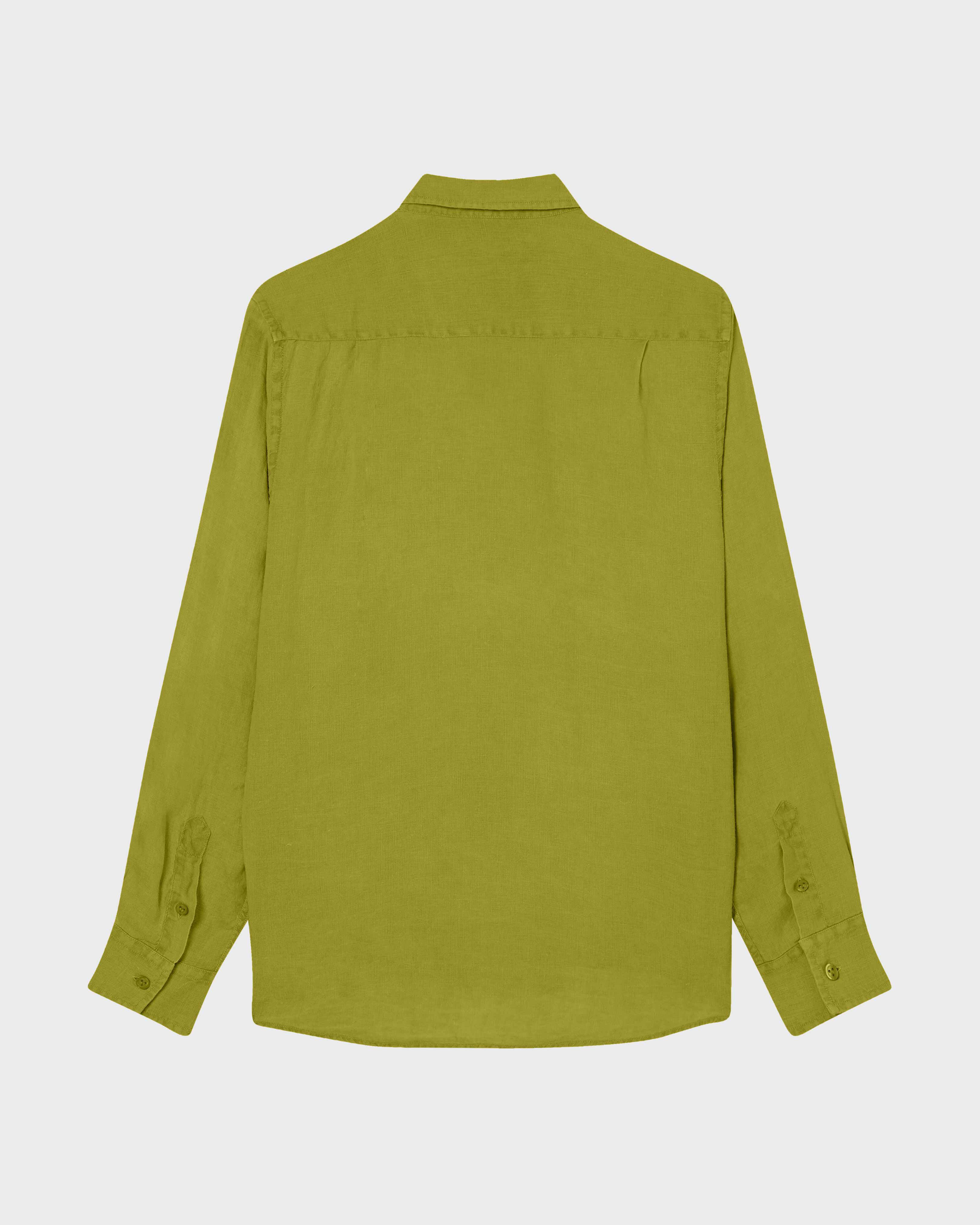 Men Linen Shirt Solid WORMWOOD back view