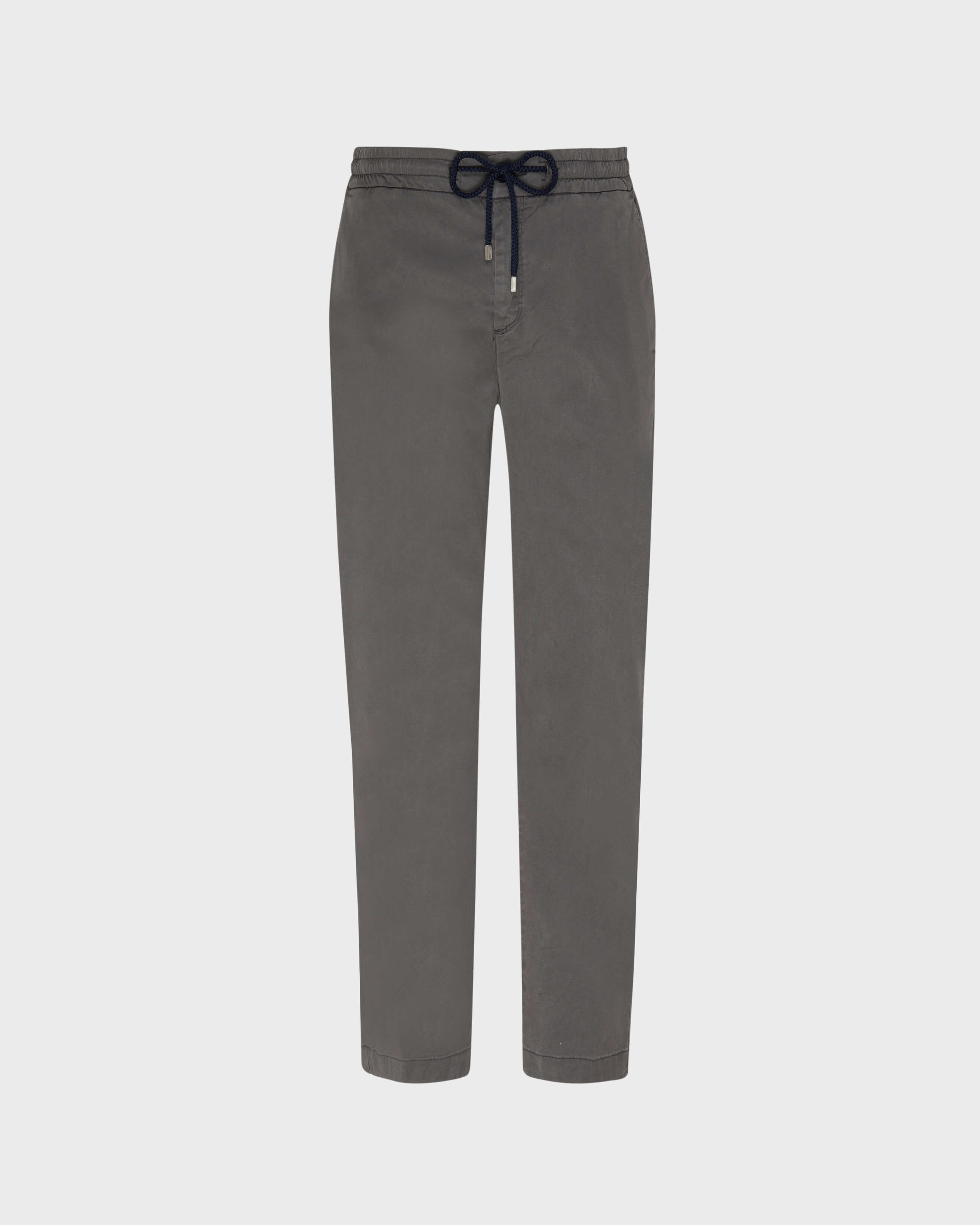 Men Tencel Cotton Elastic Waist Pants ANTHRACITE front view