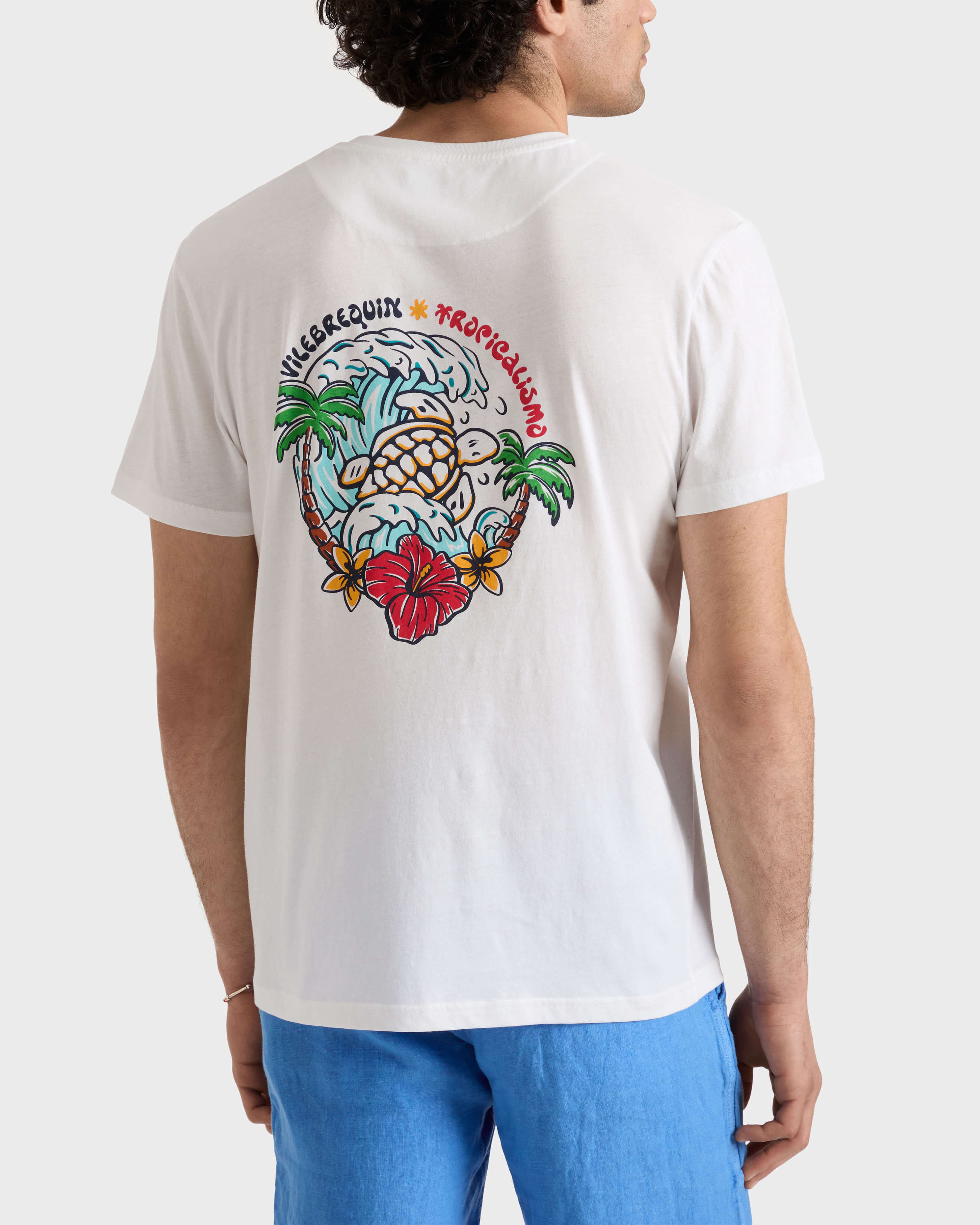 Men Organic Cotton T-shirt Tropicalissimo POPPY RED backworn view