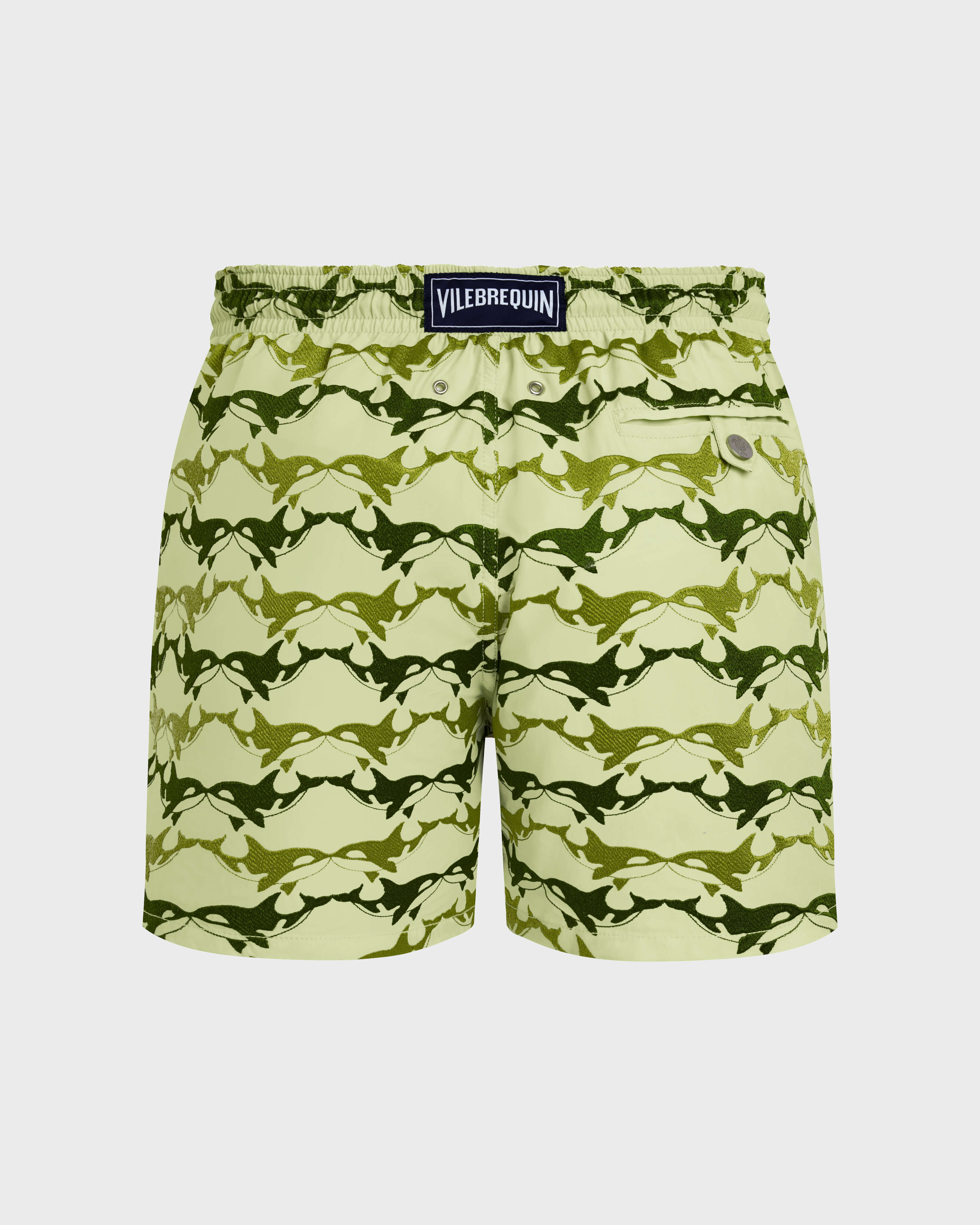 Men Swim Shorts Embroidered Orcas - Limited Edition MACAROON back view