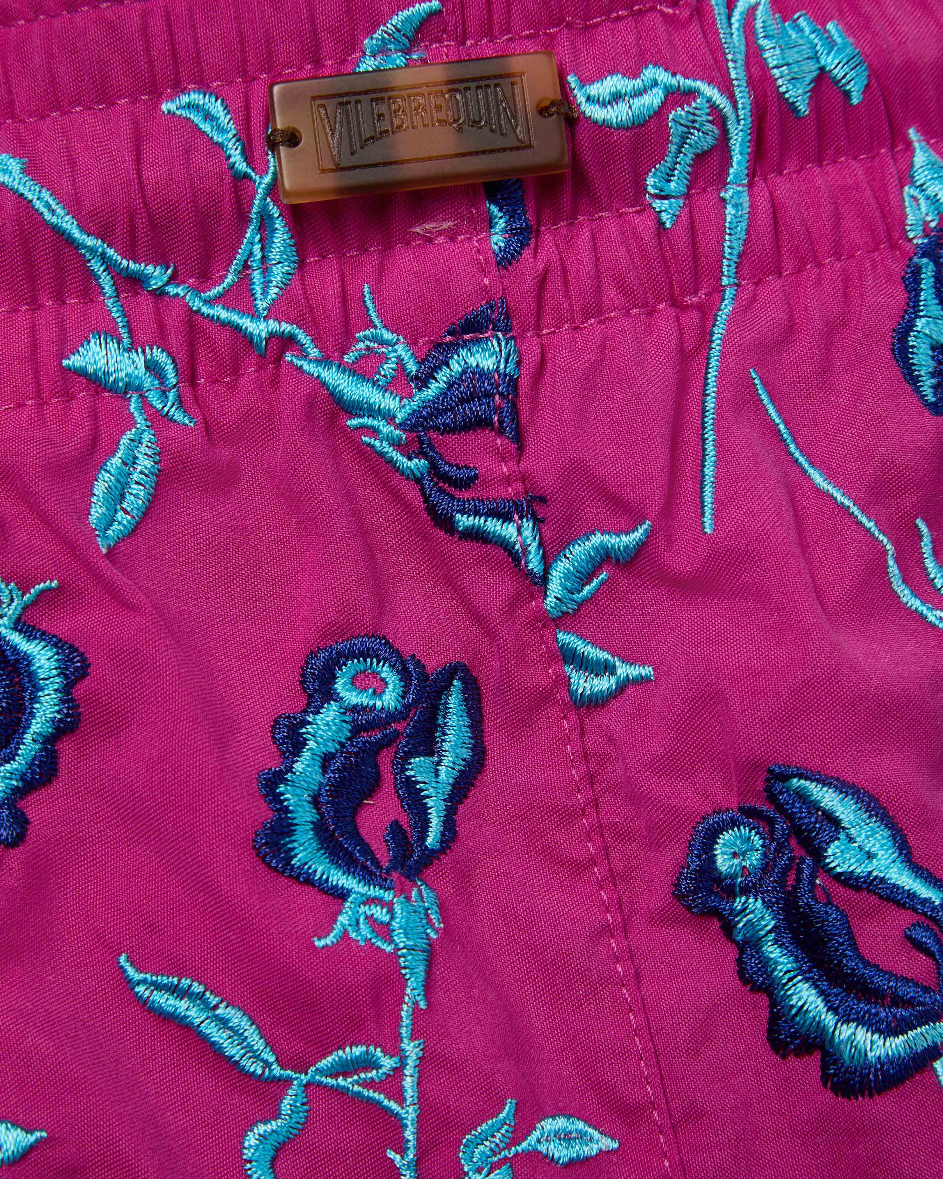 Women Embroidered Roses Swim Shorts - Limited Edition CRIMSON PURPLE supp1 view