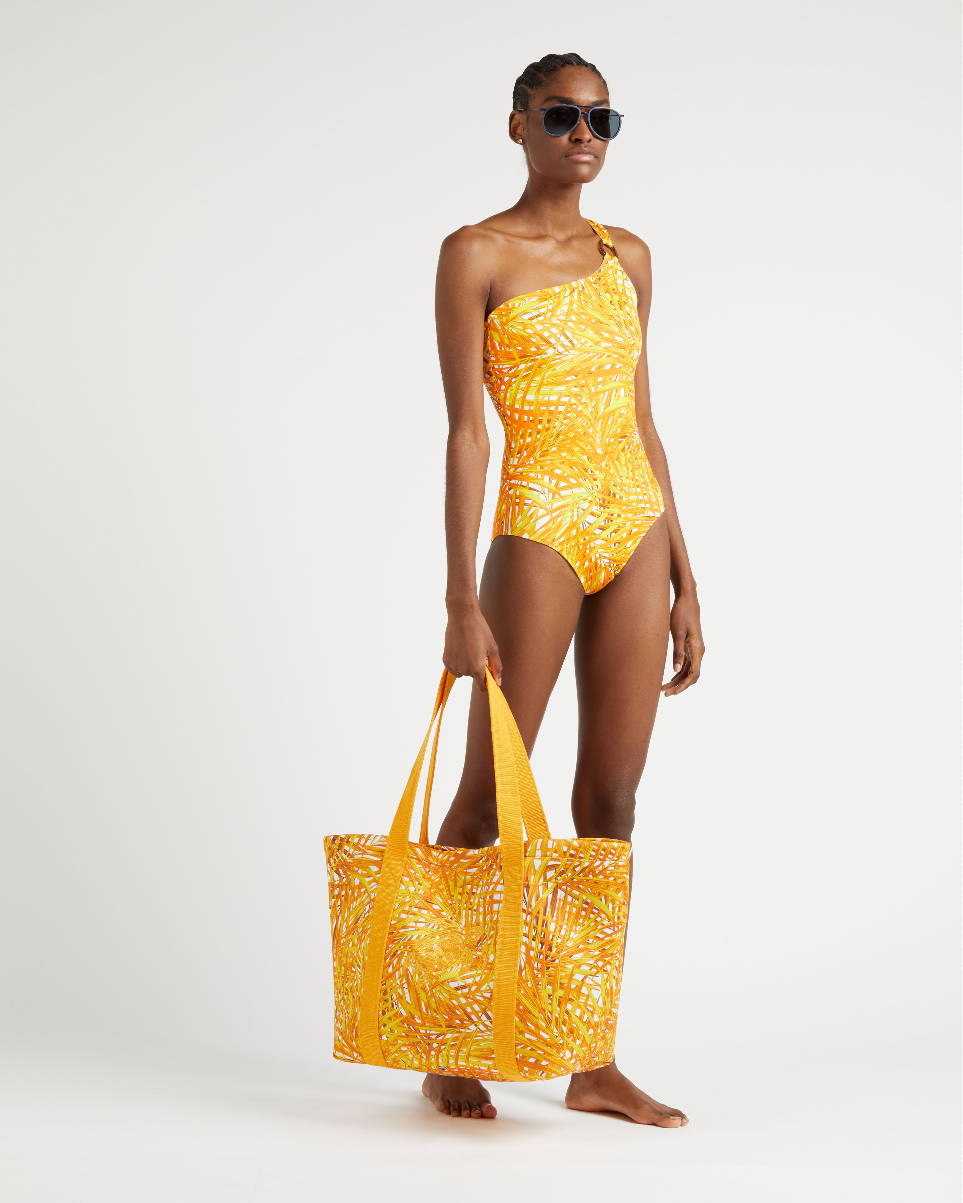 Women One-Shoulder One-piece Swimsuit Palm Leaves MANGO supp1 view