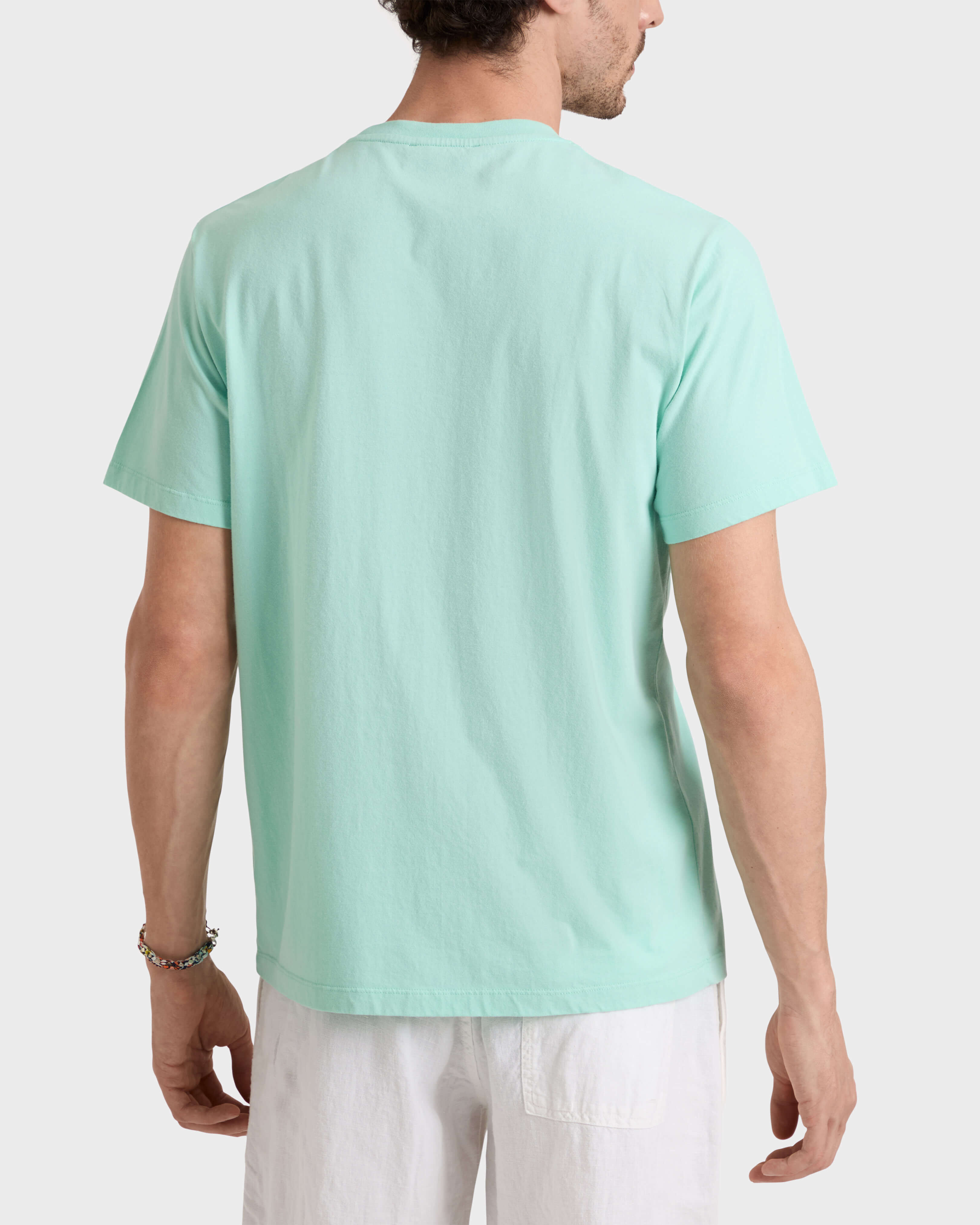 Men Organic Cotton T-shirt Big Turtle Embroidery CARIBBEAN backworn view