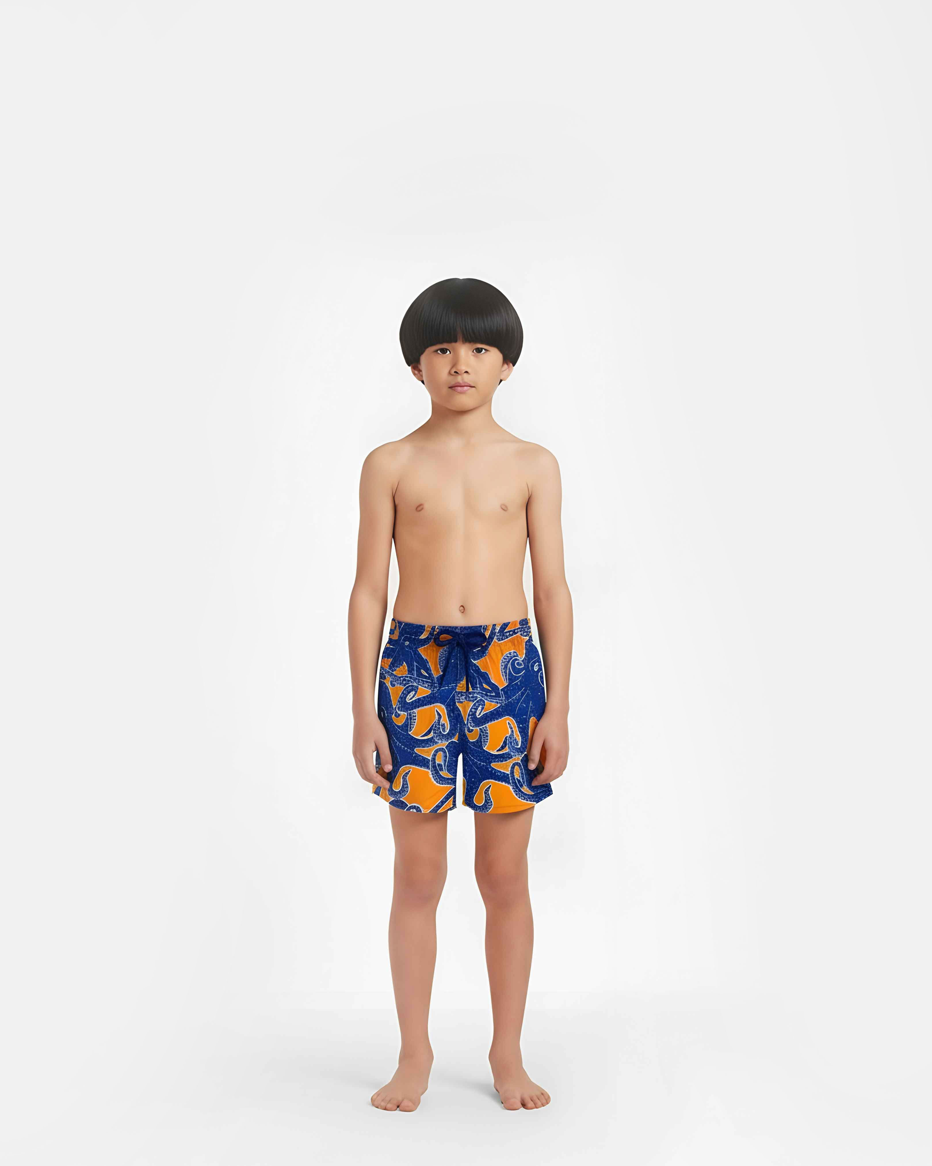 Pantaloncini mare elasticizzati bambino Poulpes MANGO frontworn view