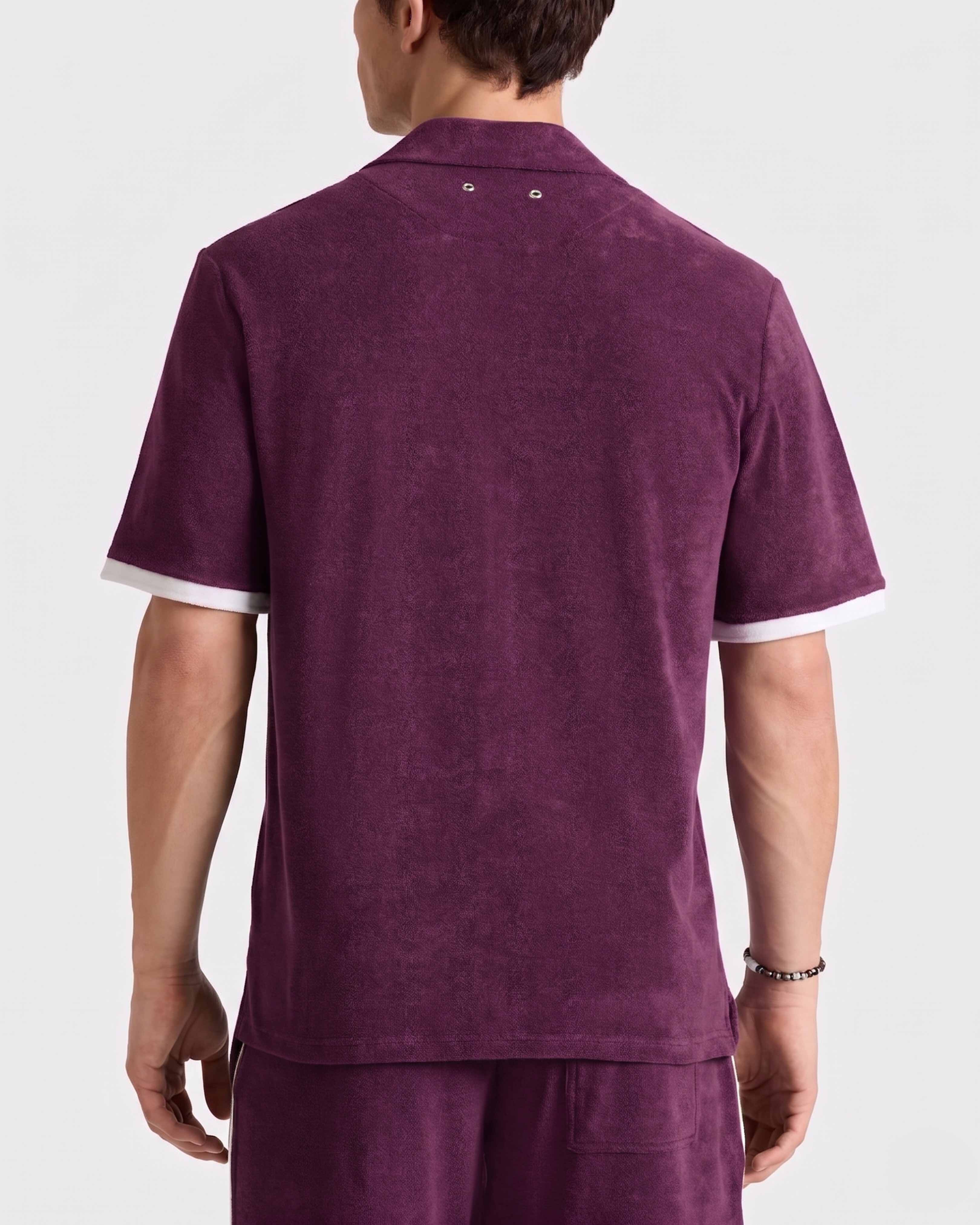 Camicia bowling uomo in spugna tinta unita KERALA backworn view