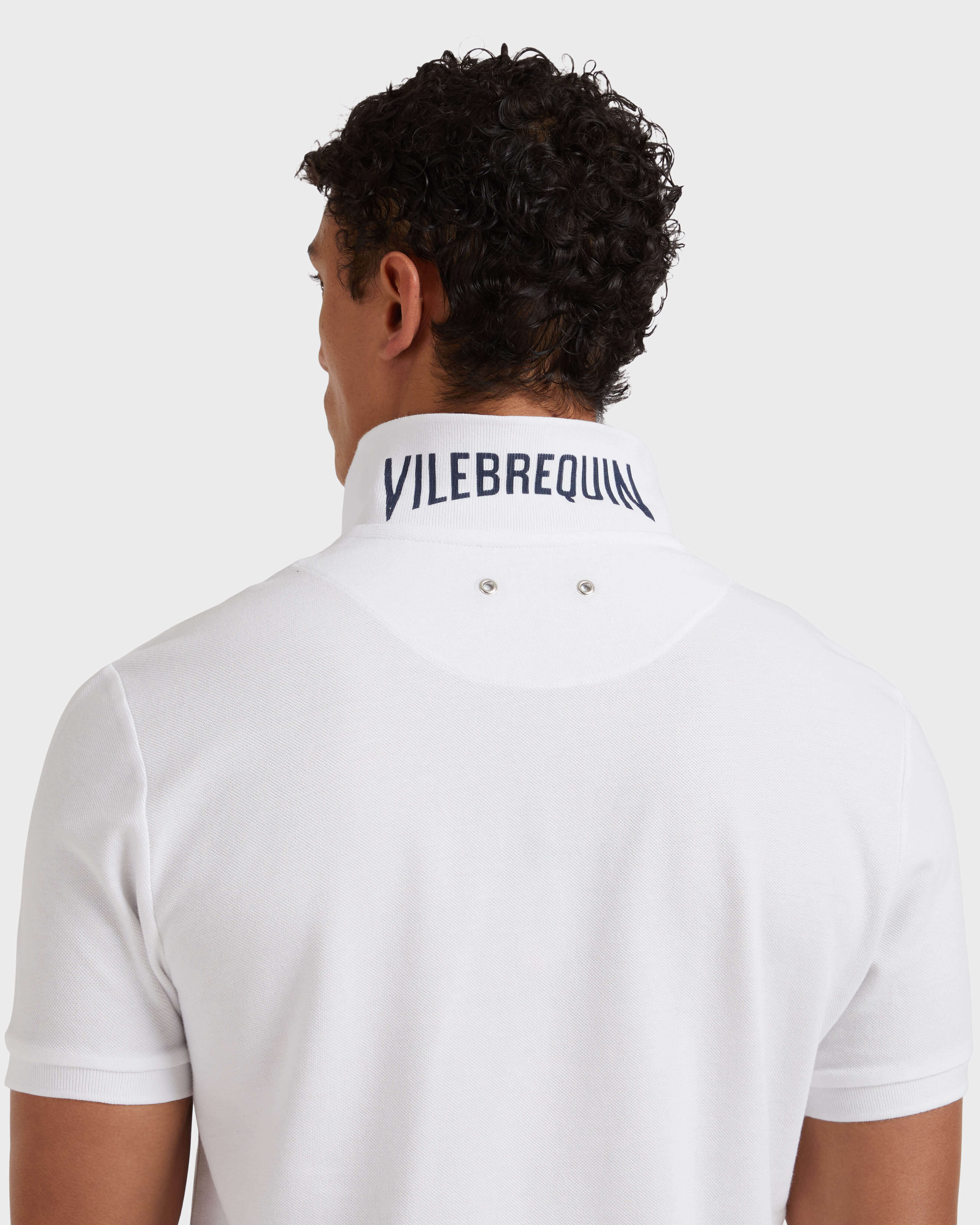 Men Organic Cotton Pique Polo Shirt Solid WHITE supp3 view