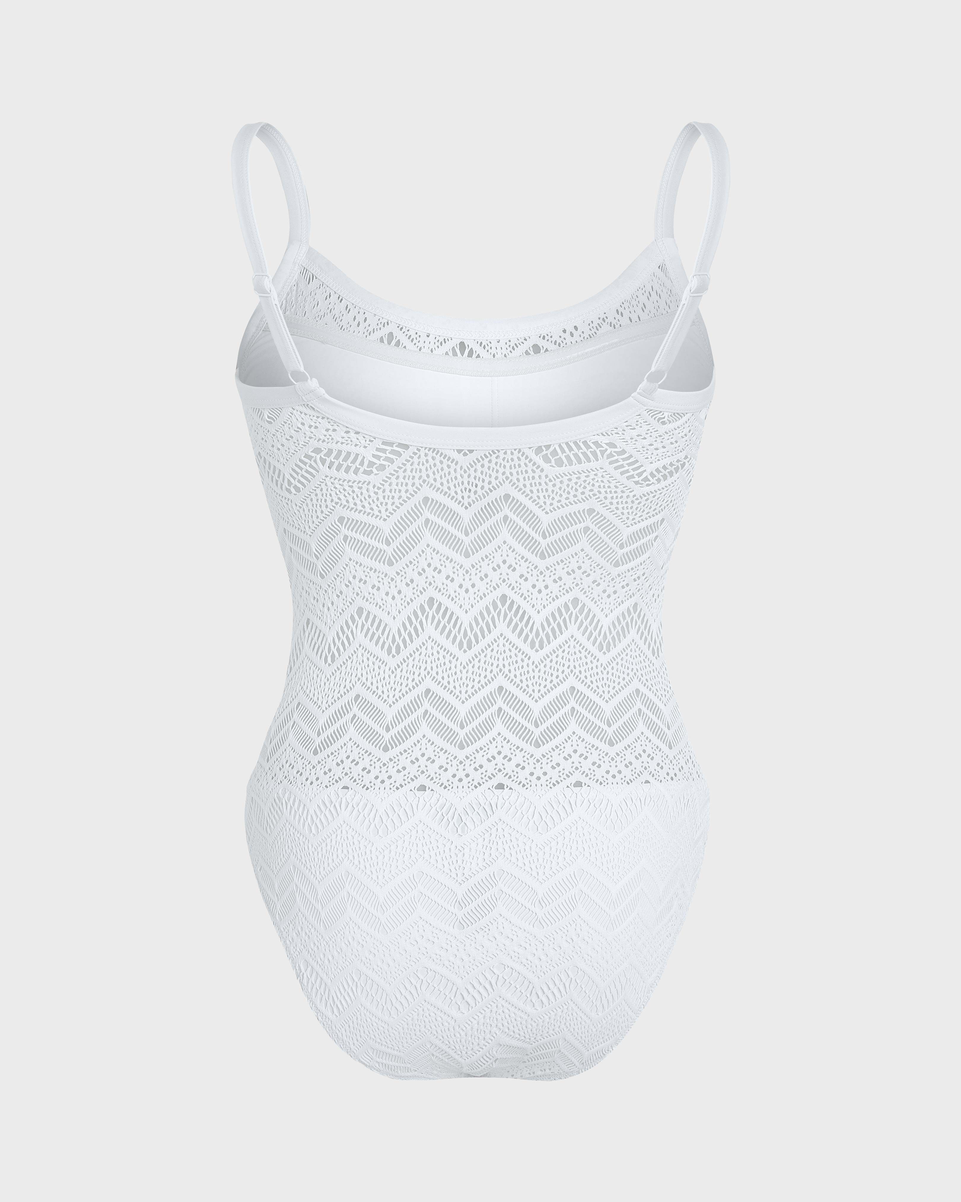 Women Mesh One-piece Swimsuit OFF WHITE back view