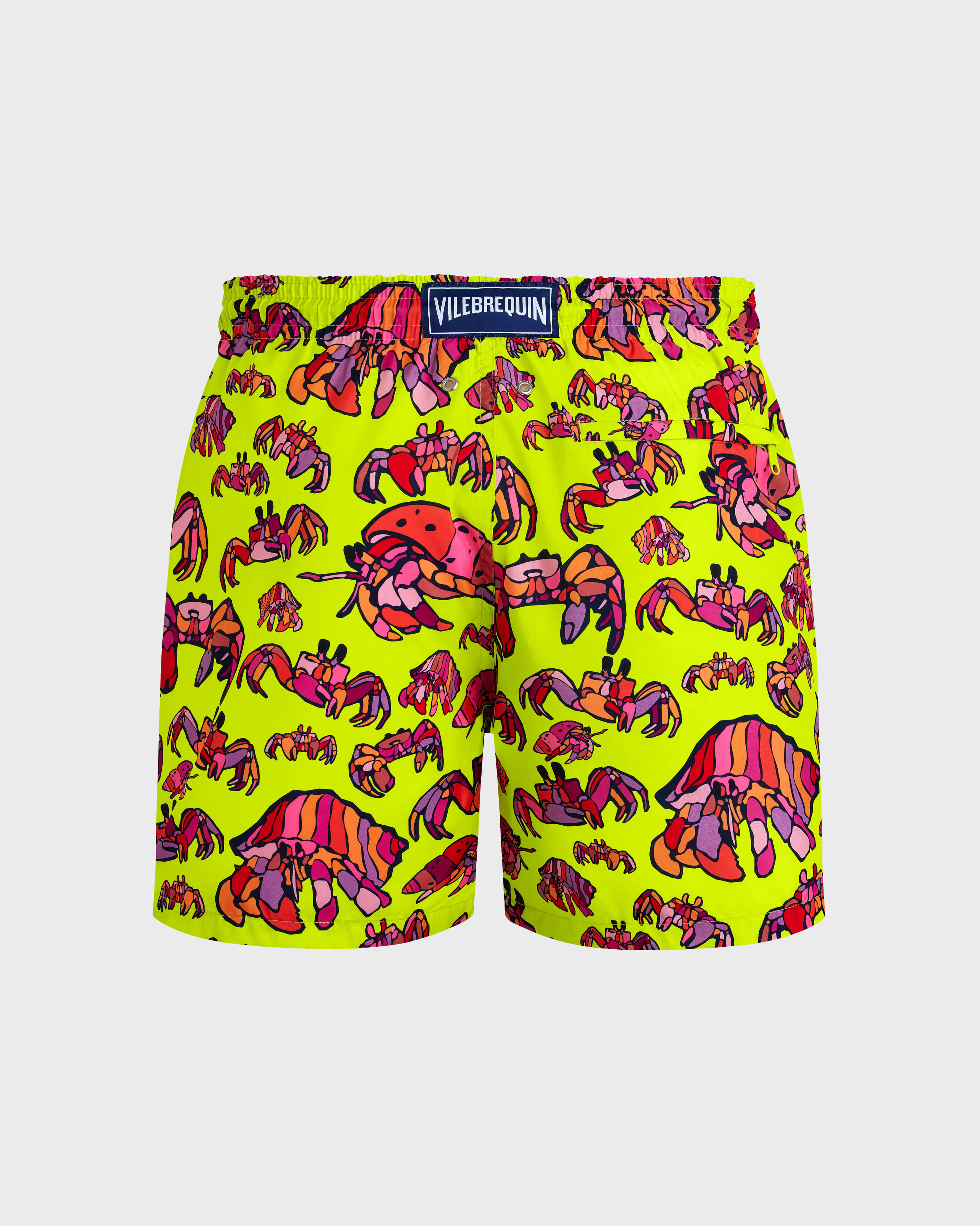 Pantaloncini mare uomo ultraleggeri e ripiegabili Hermit Crabs VERDE BRILLANTE back view