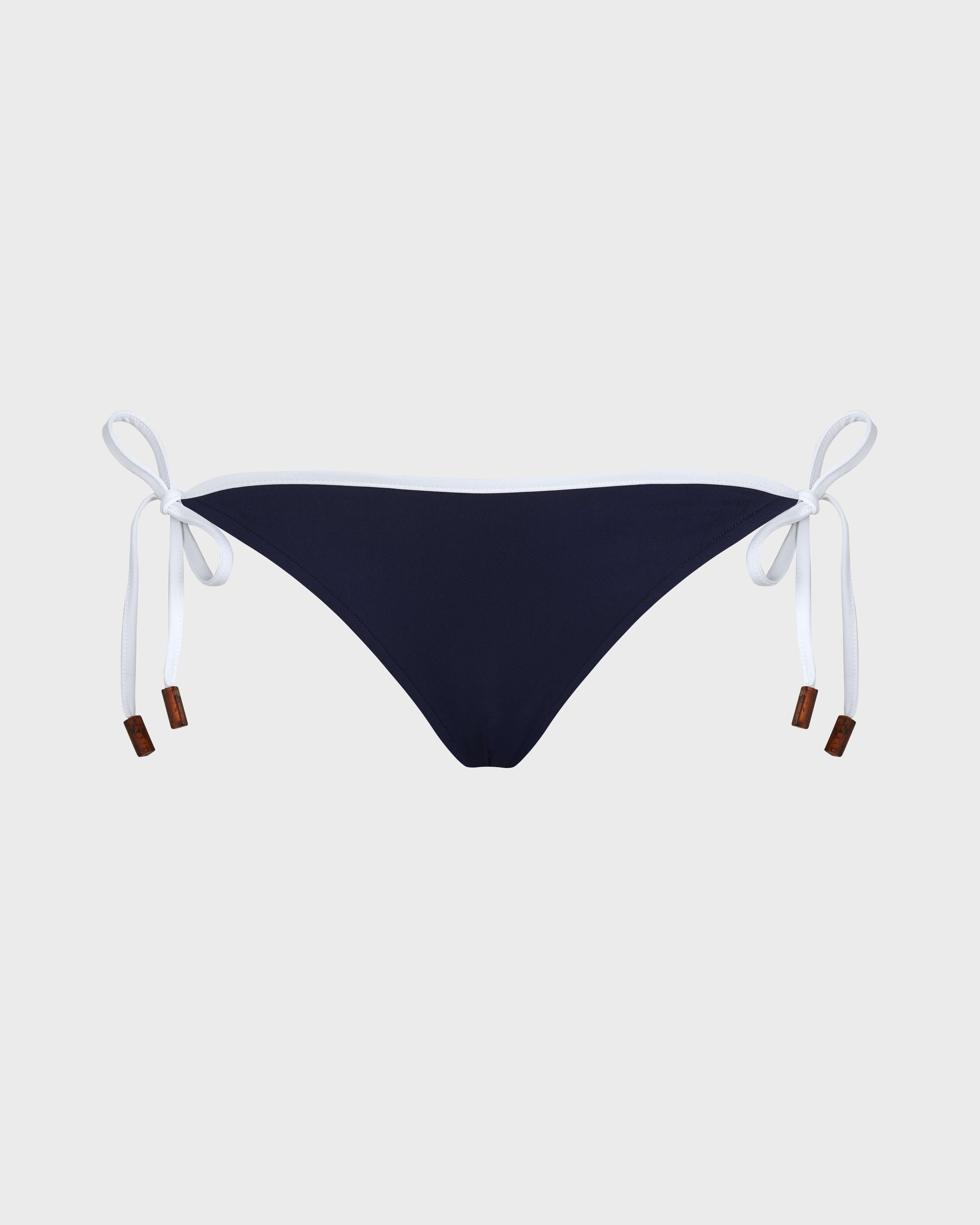 Braguita de bikini con tiras laterales de atar de color liso para mujer AZUL MARINO front view