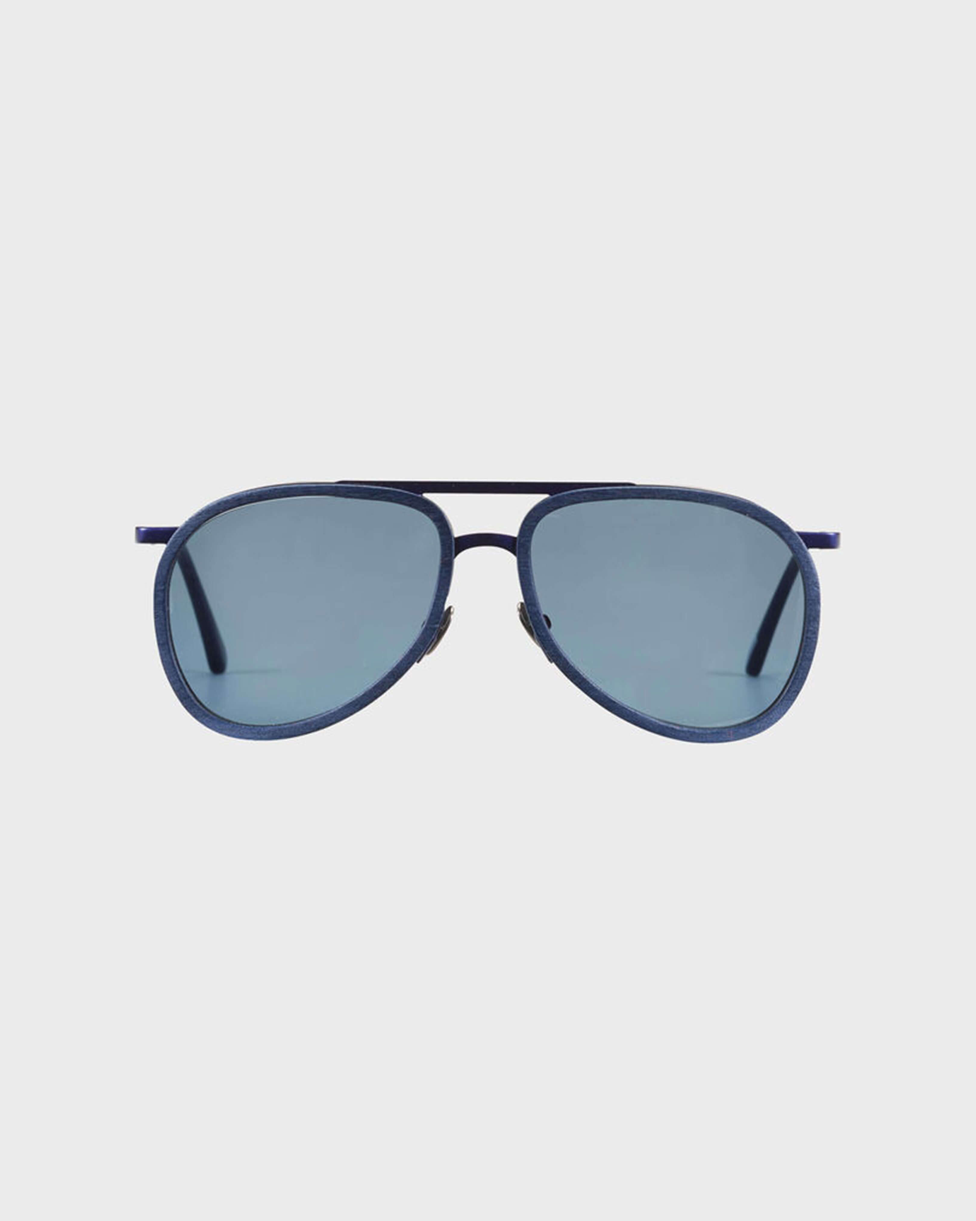 Wood Aviator Sunglasses Solid - VBQ x Shelter MIDNIGHT front view