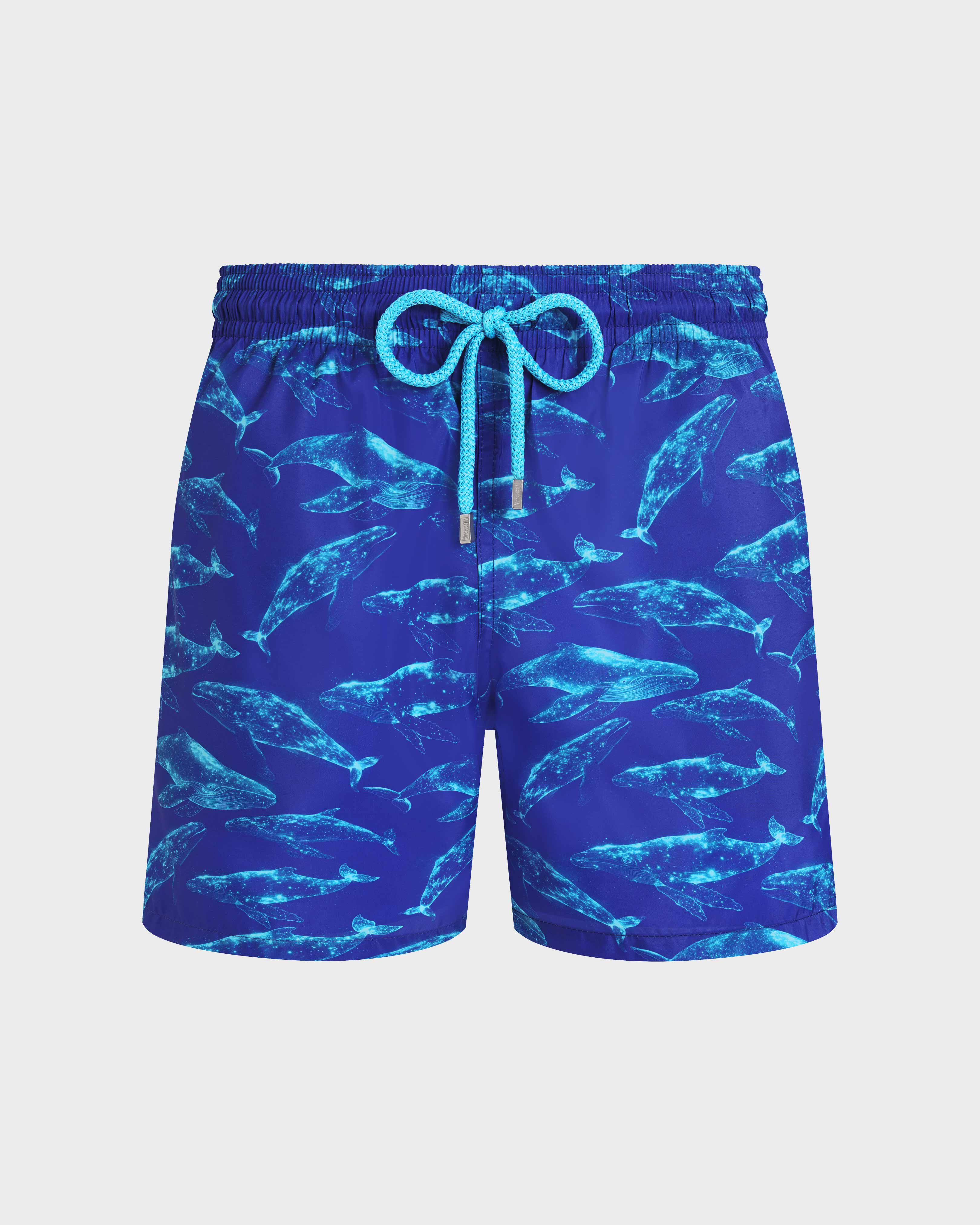 Men Ultra-light and packable Swim Shorts Sparkling Whales VERSAILLES front view