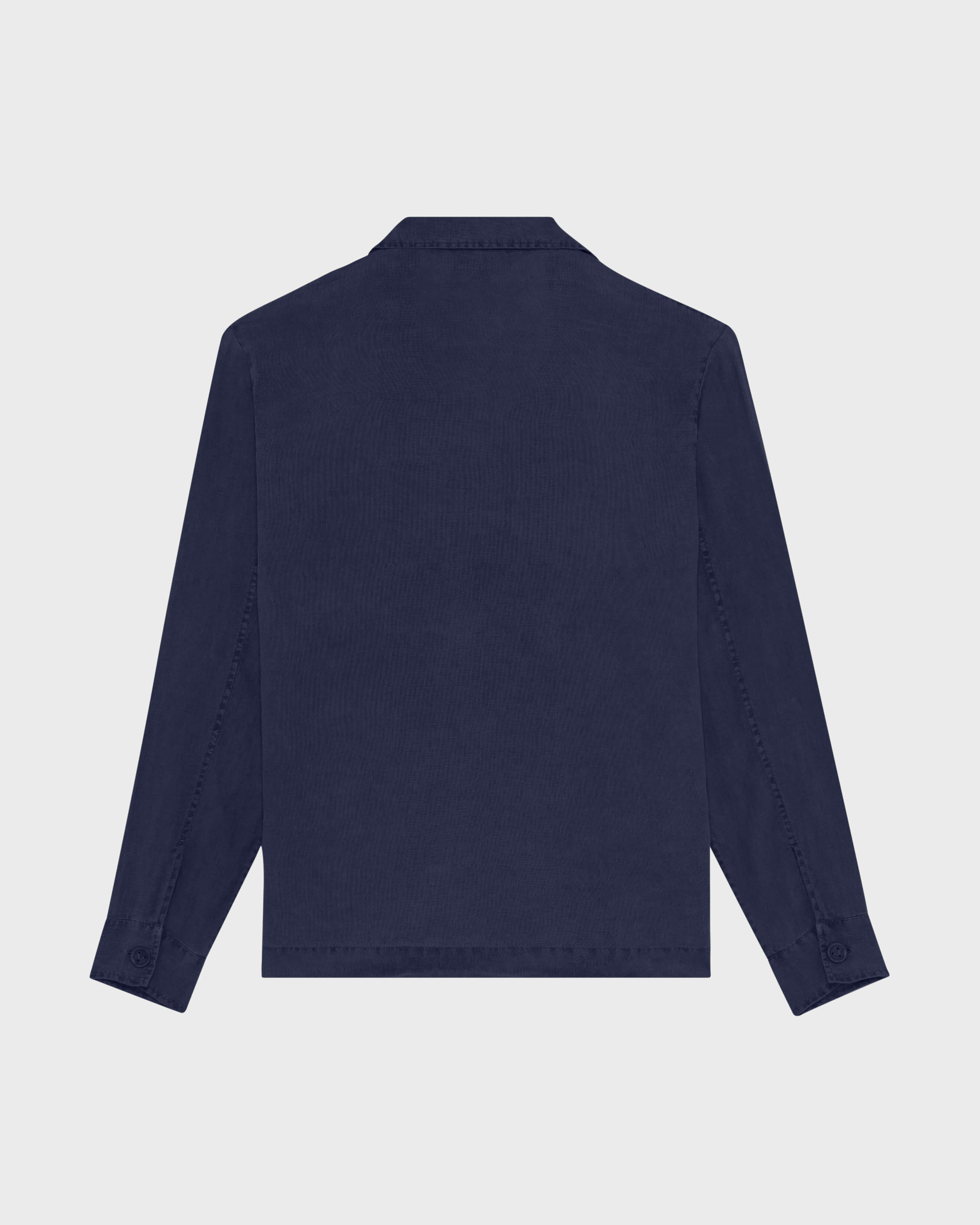 Men Linen Solid Overshirt NAVY back view
