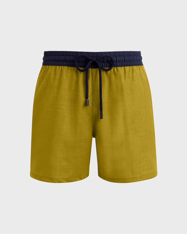 Vilebrequin - Men Merino Wool Super 120's Swim Shorts Bicolor - Swimwear - Magnus - Yellow - Size L
