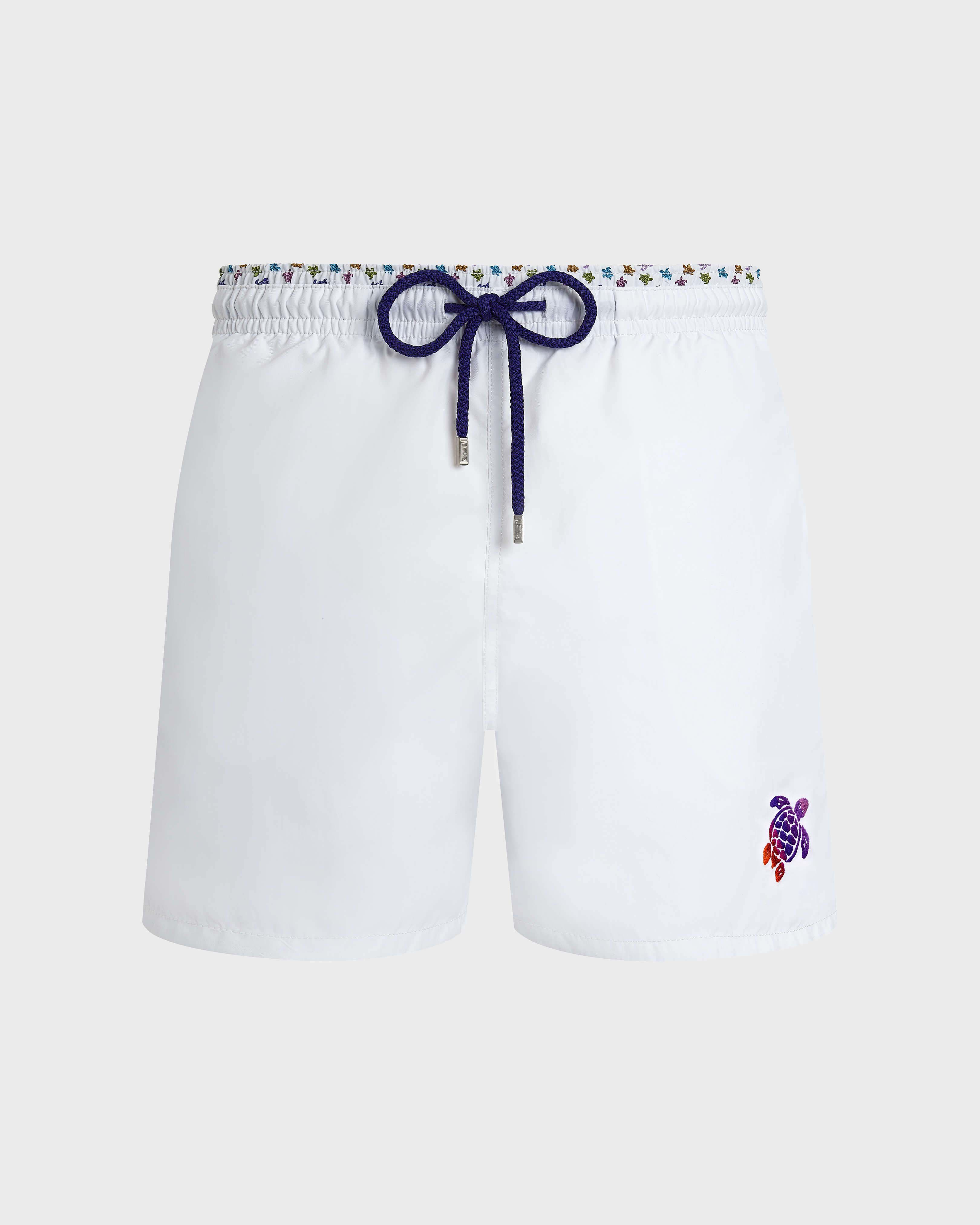 Maillot de bain homme bicolore Micro Ronde des Tortues BLANC front view