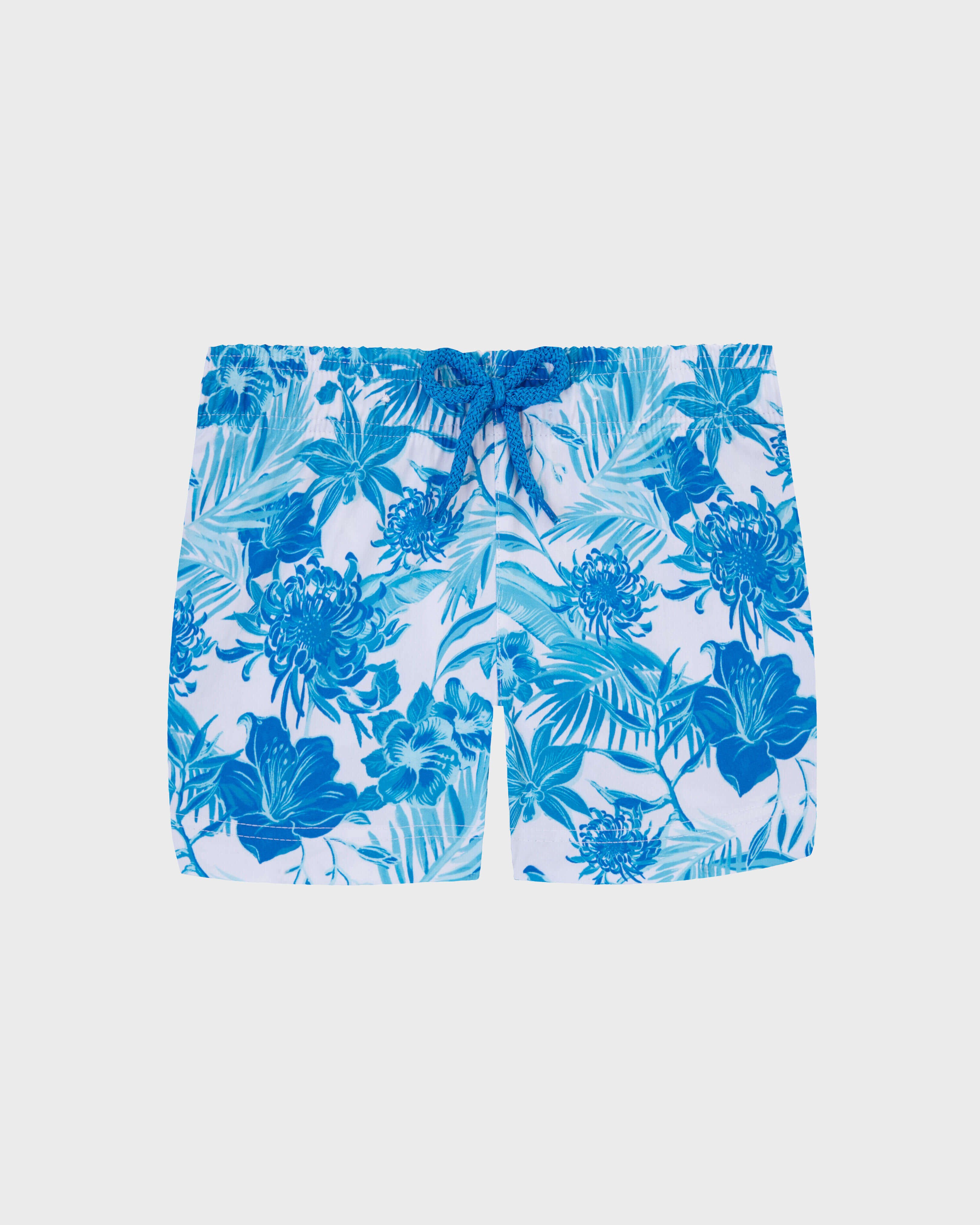 Shorty de bain fille Tahiti Flowers BLANC front view