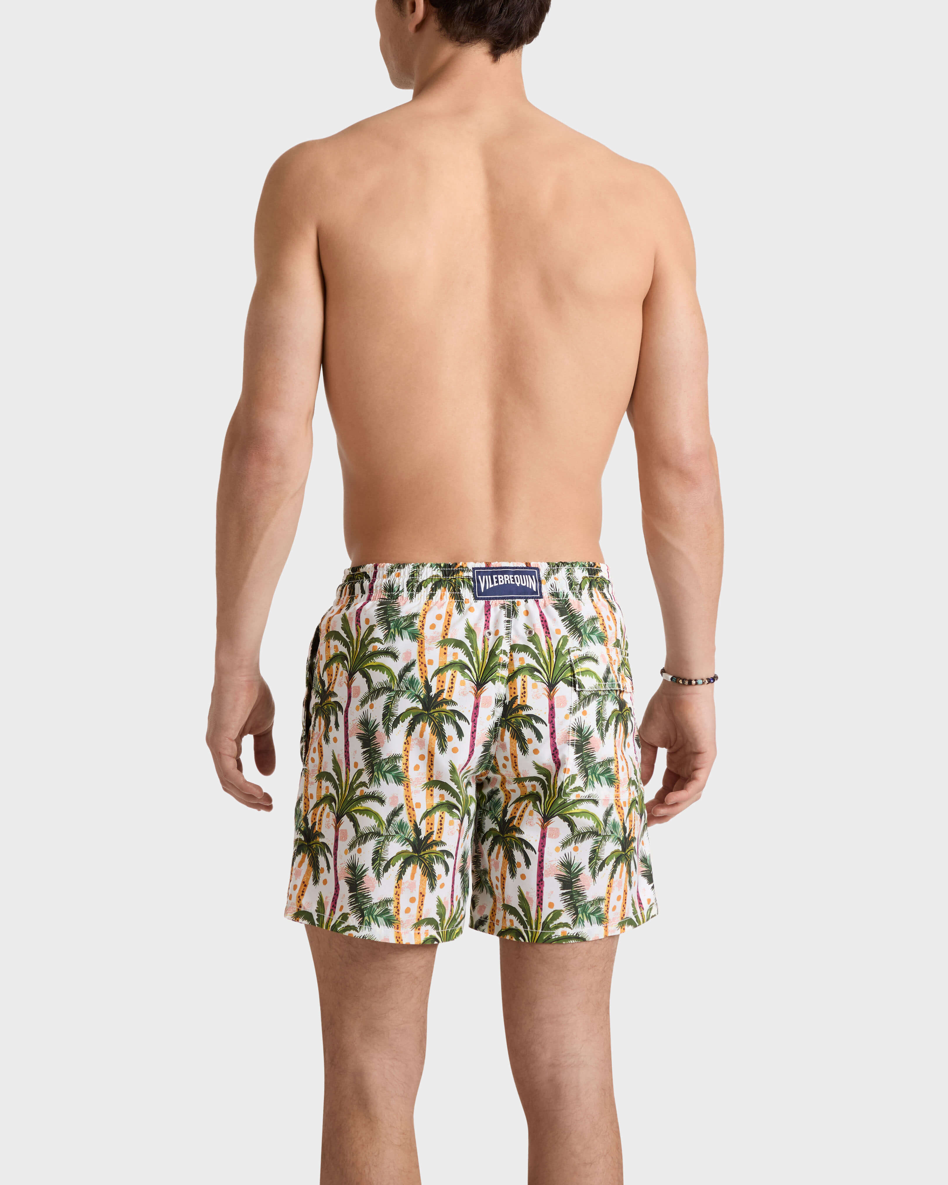 Men Swim Shorts Brazil Jungle WHITE backworn view