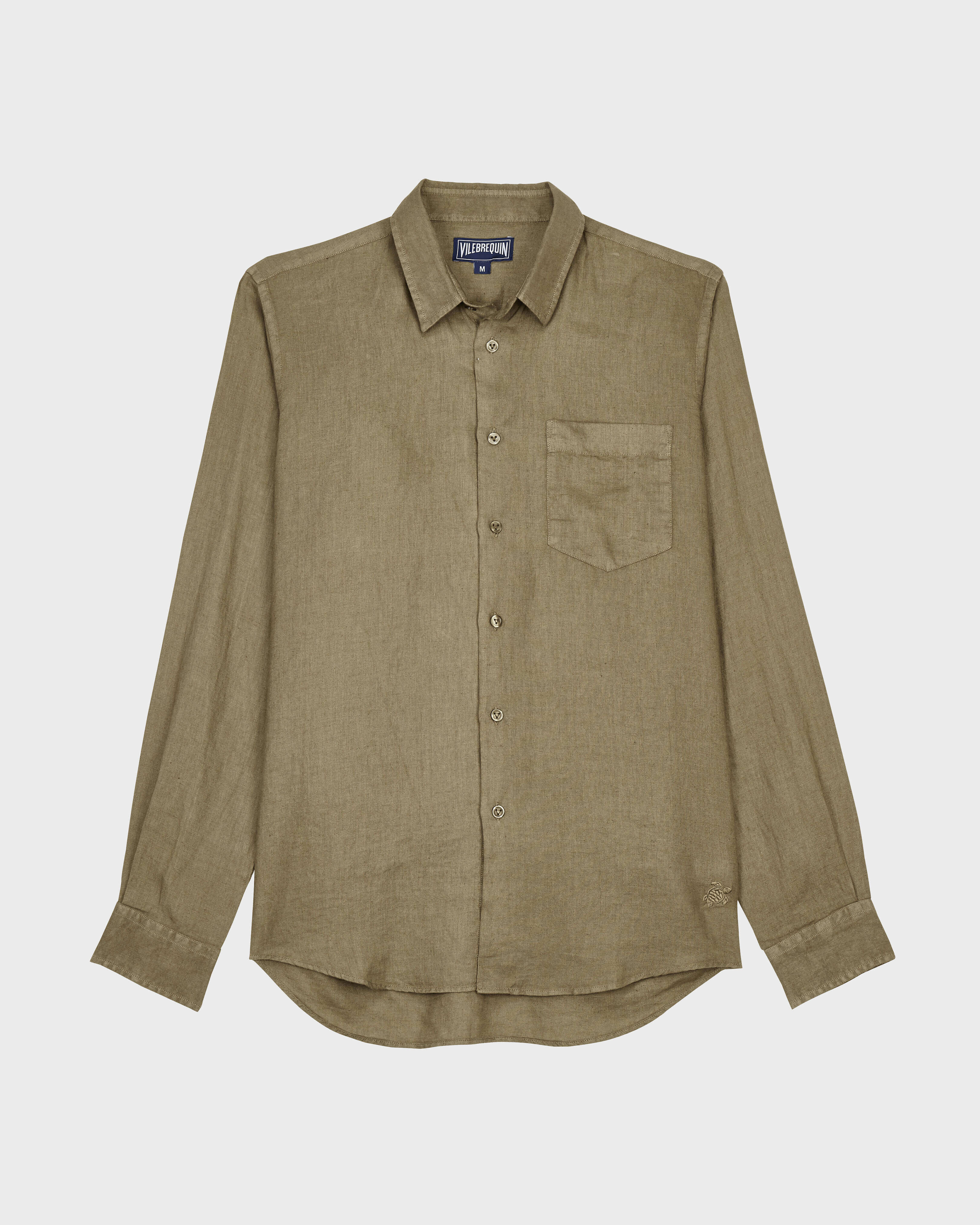 Men Linen Shirt Mineral Dye SCRUB front view