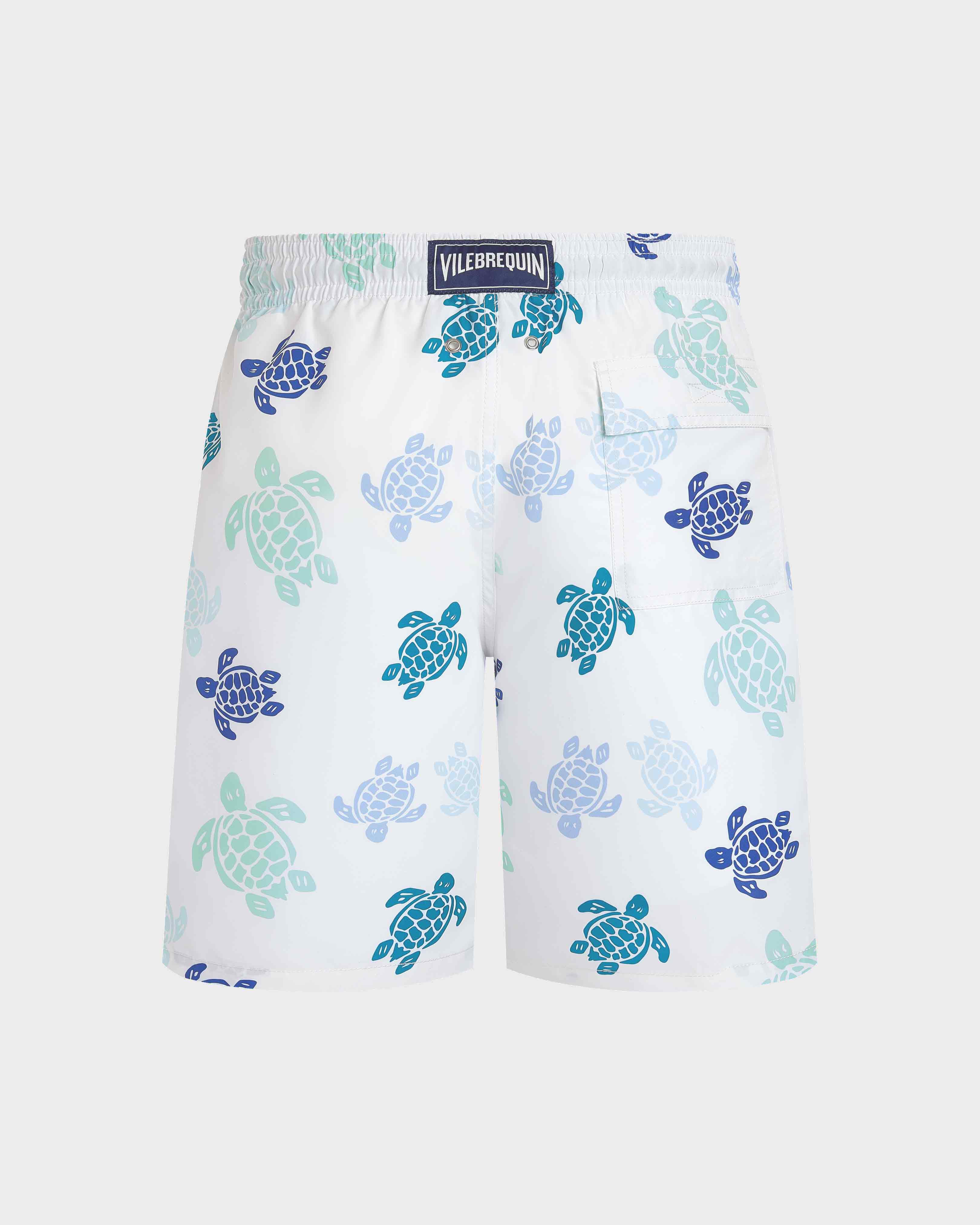 Lange Tortues Multicolores Badeshorts für Herren WEISS back view