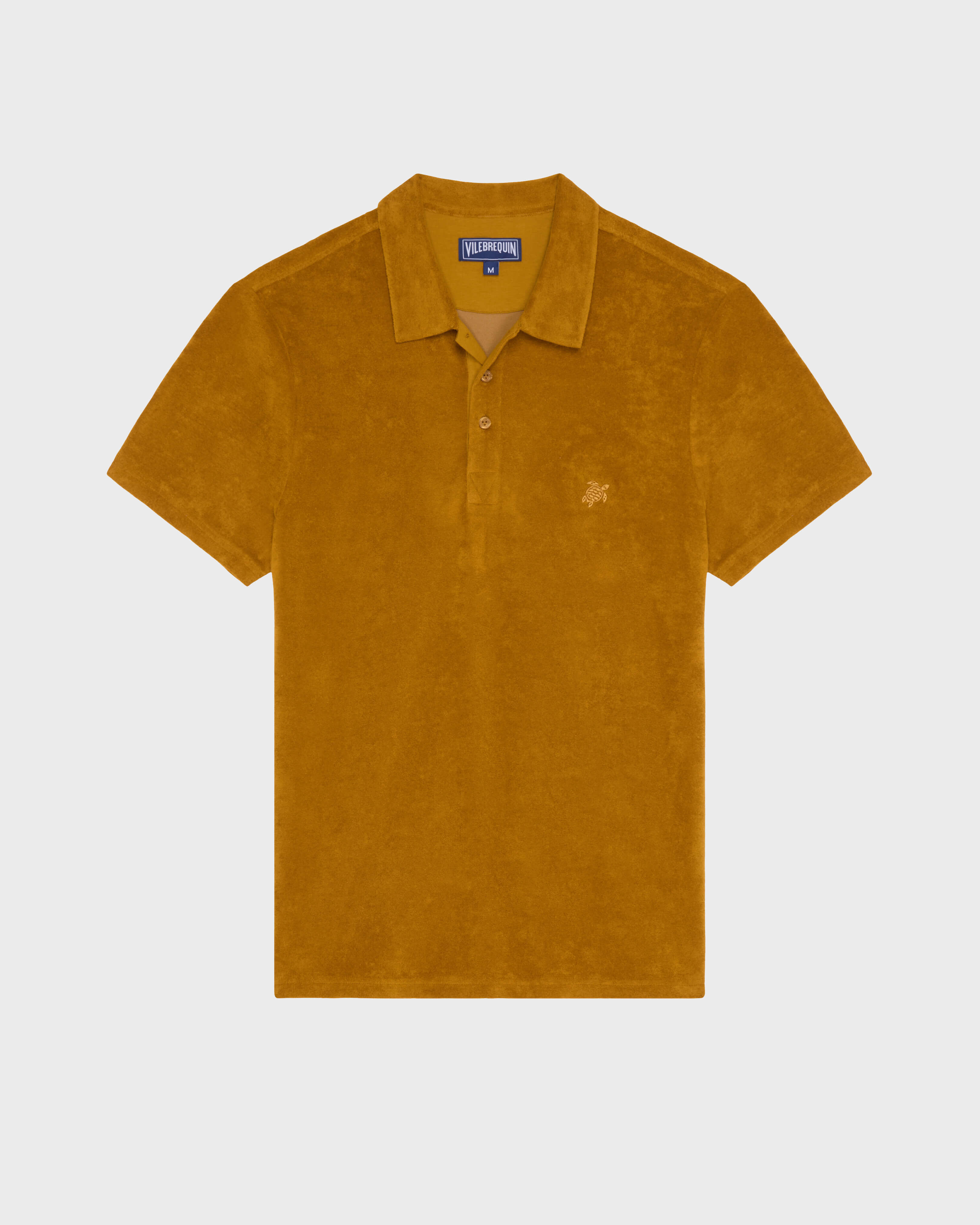 Polo en coton éponge organique homme uni MUD front view