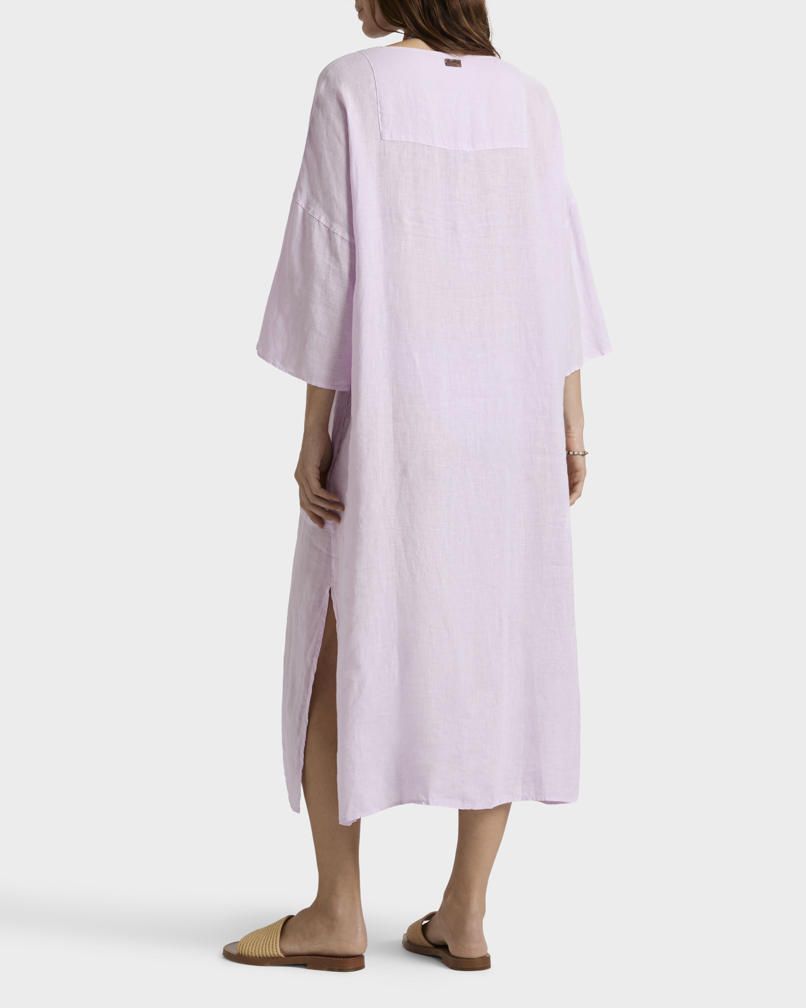 Women Linen Kaftan Solid FLEUR backworn view