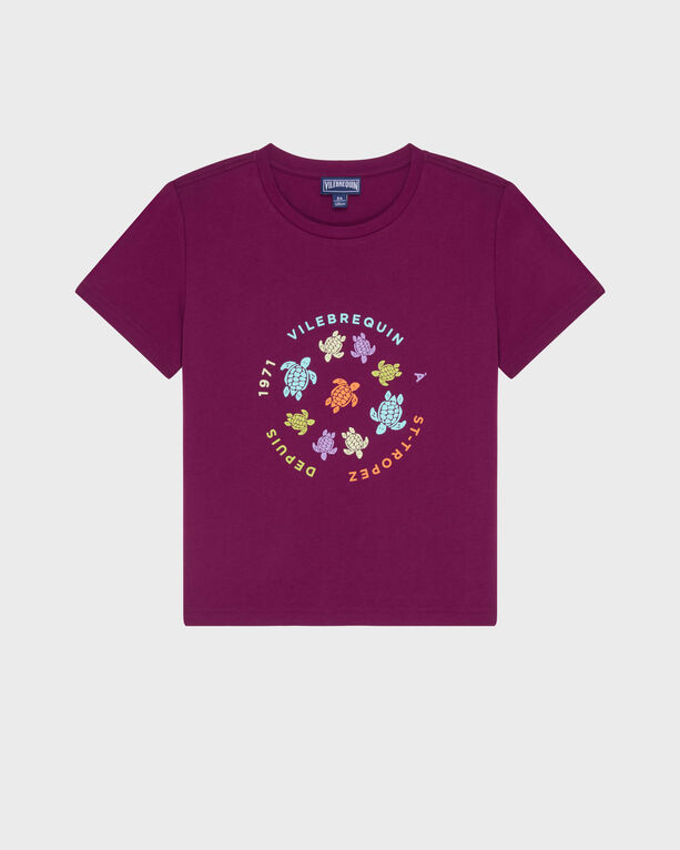 Vilebrequin Kids' Boys Organic Cotton T-shirt Tortue Multicolores In Purple
