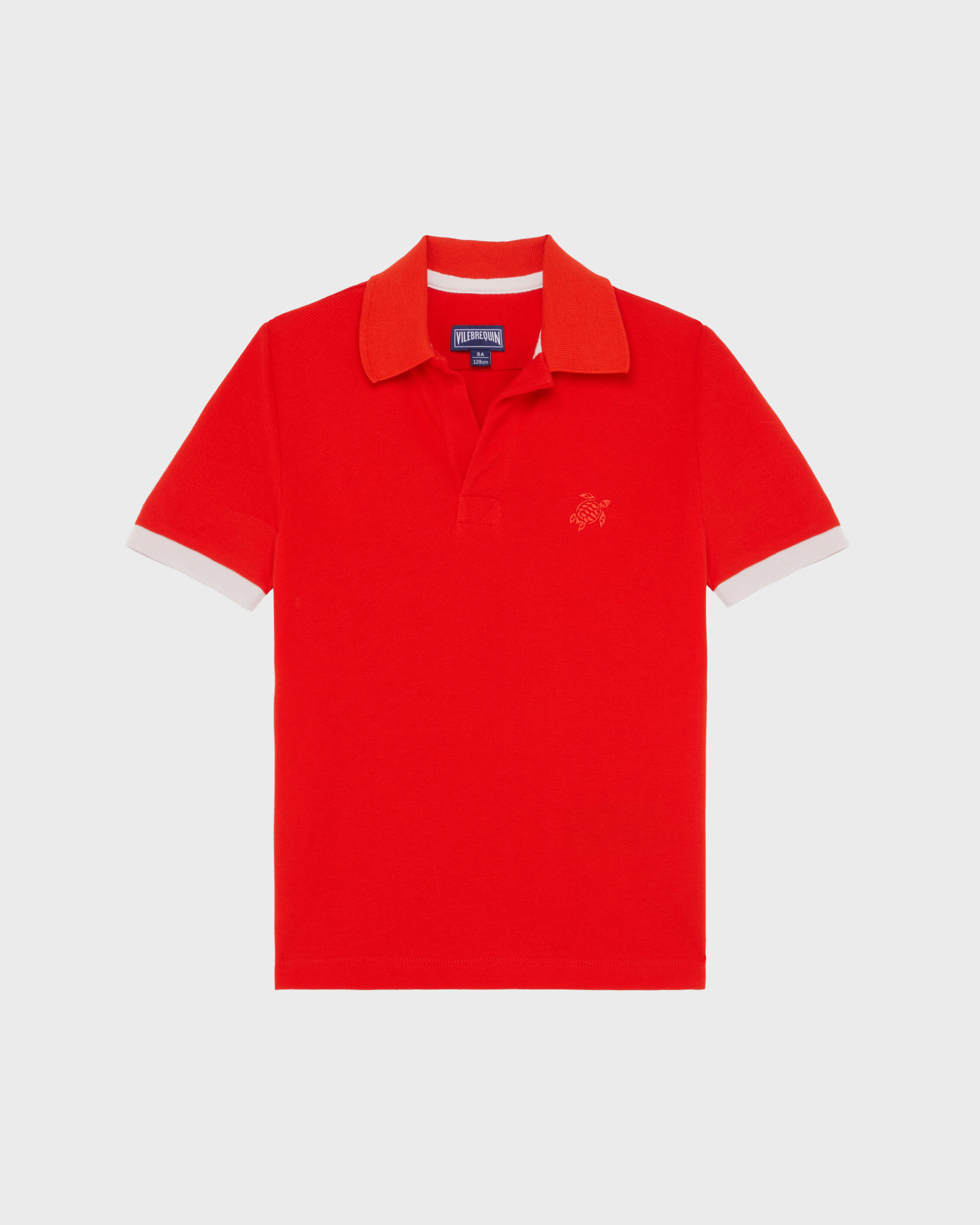 Boys Organic Cotton Polo Solid PETALE / PINK front view