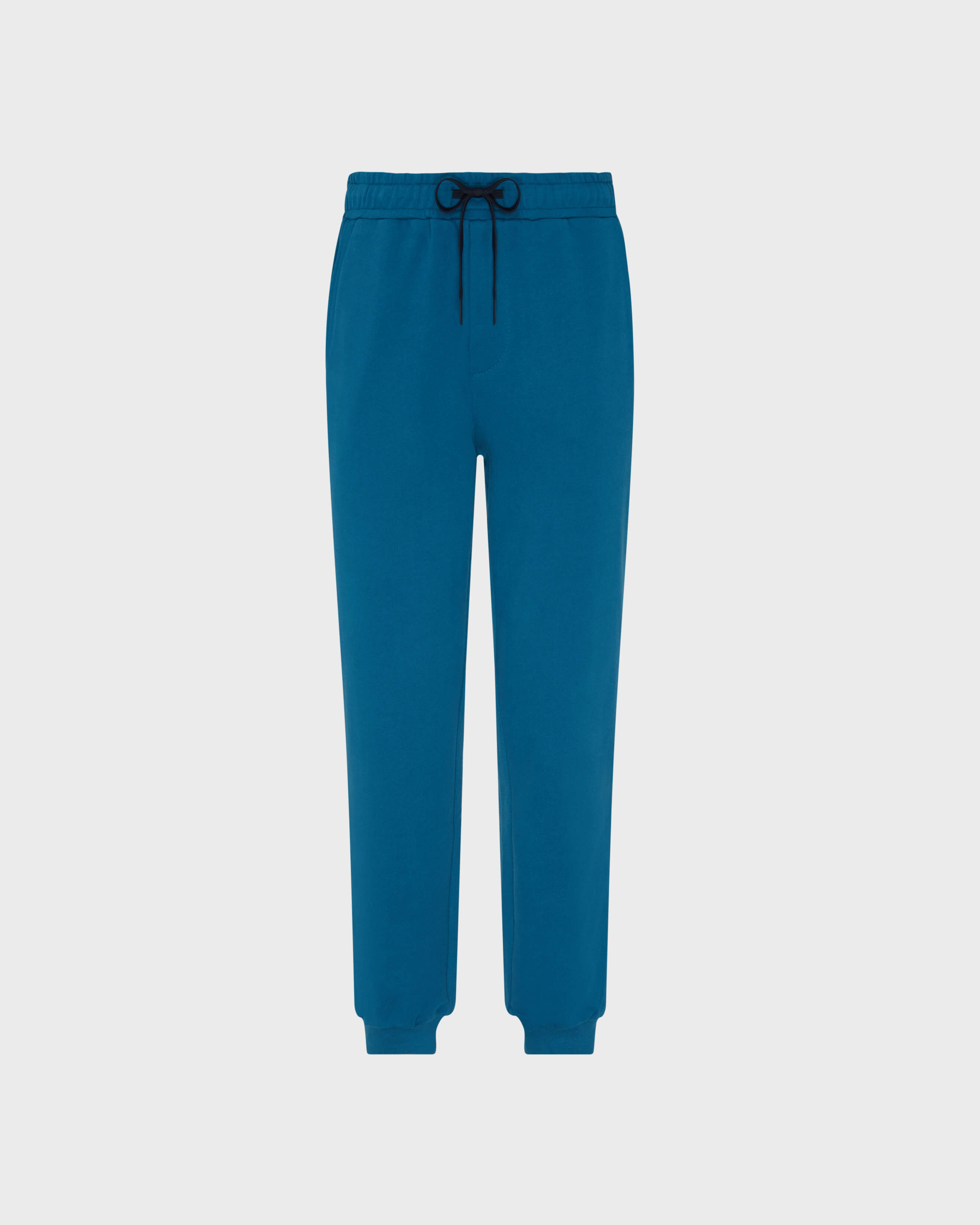 Men Jogger Cotton Pants Solid PEACOCK front view