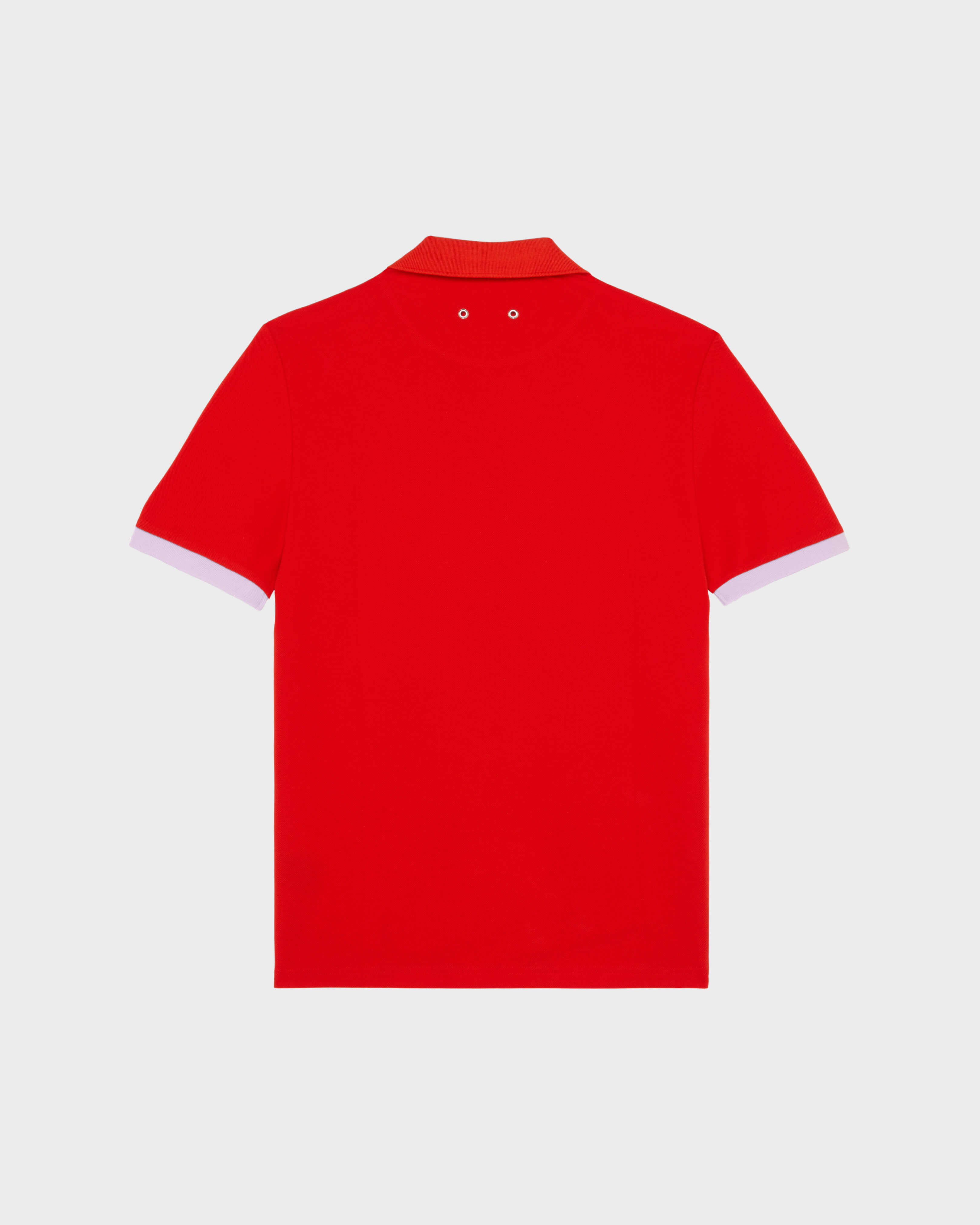 Men Cotton Pique Polo Shirt Solid PETALE / PINK back view