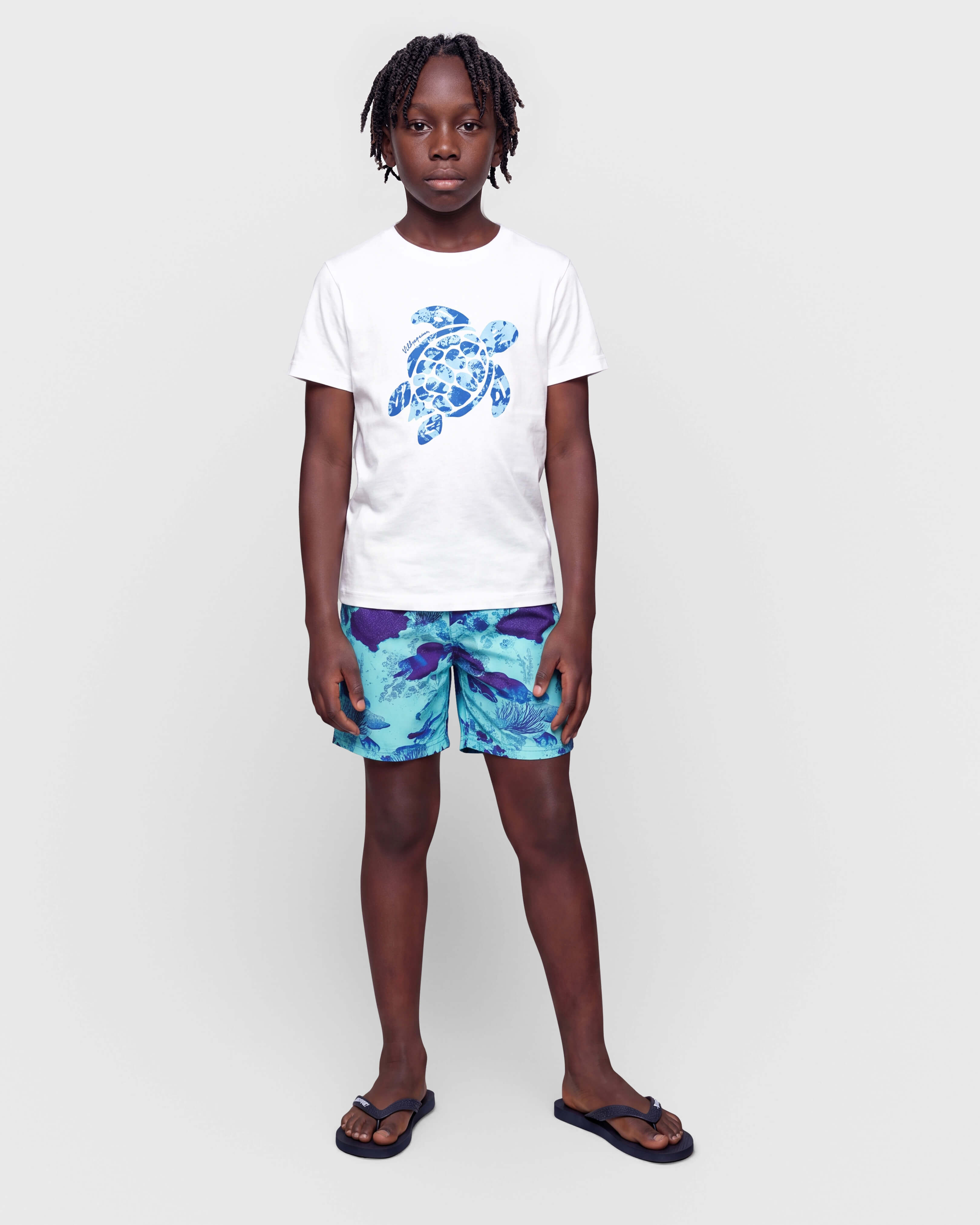 Boys Stretch Swim Trunks Coral Reef OXYGENE frontworn view