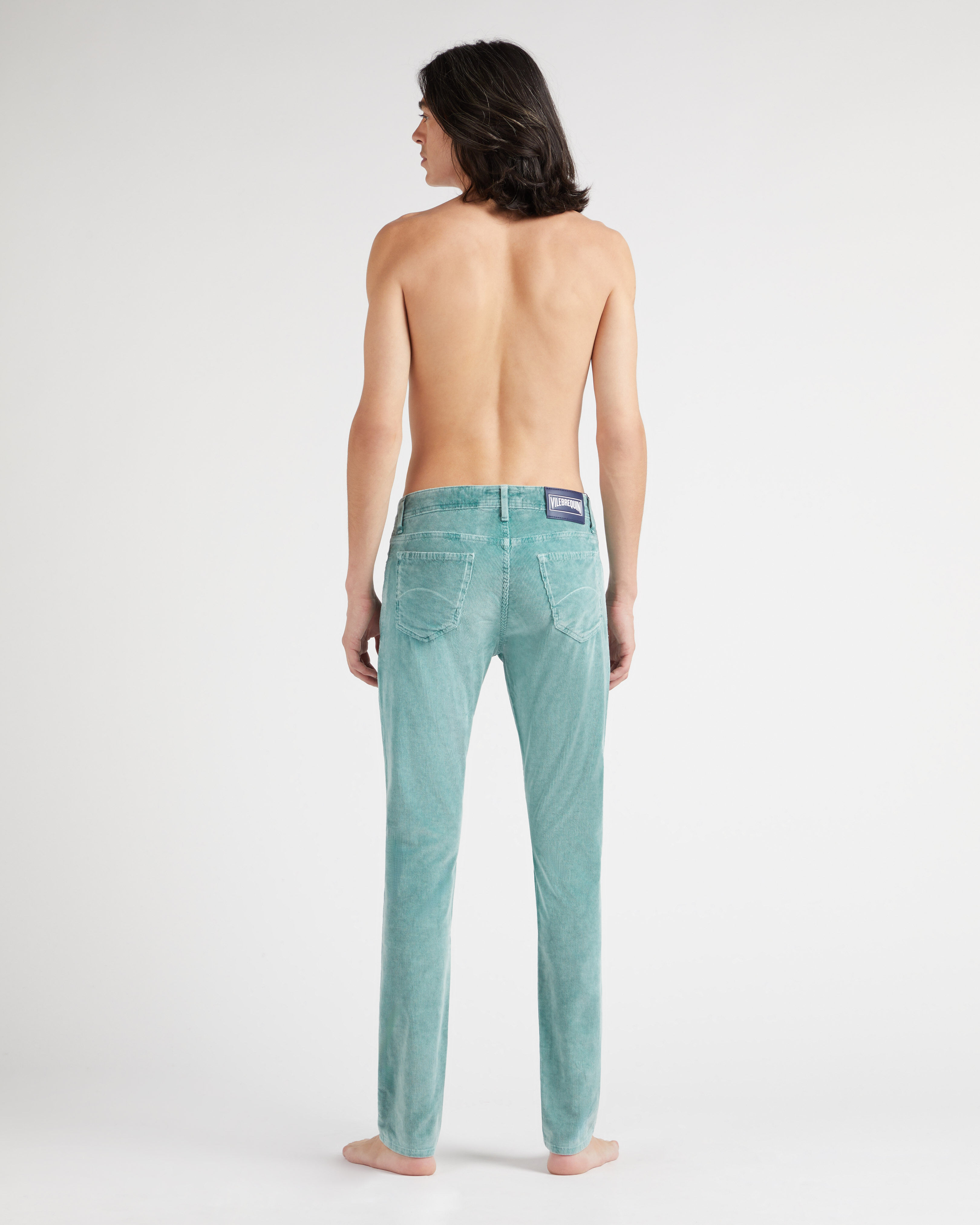 Pantalon en velours côtelé vintage effet délavé 5 poches homme LIERRE backworn view