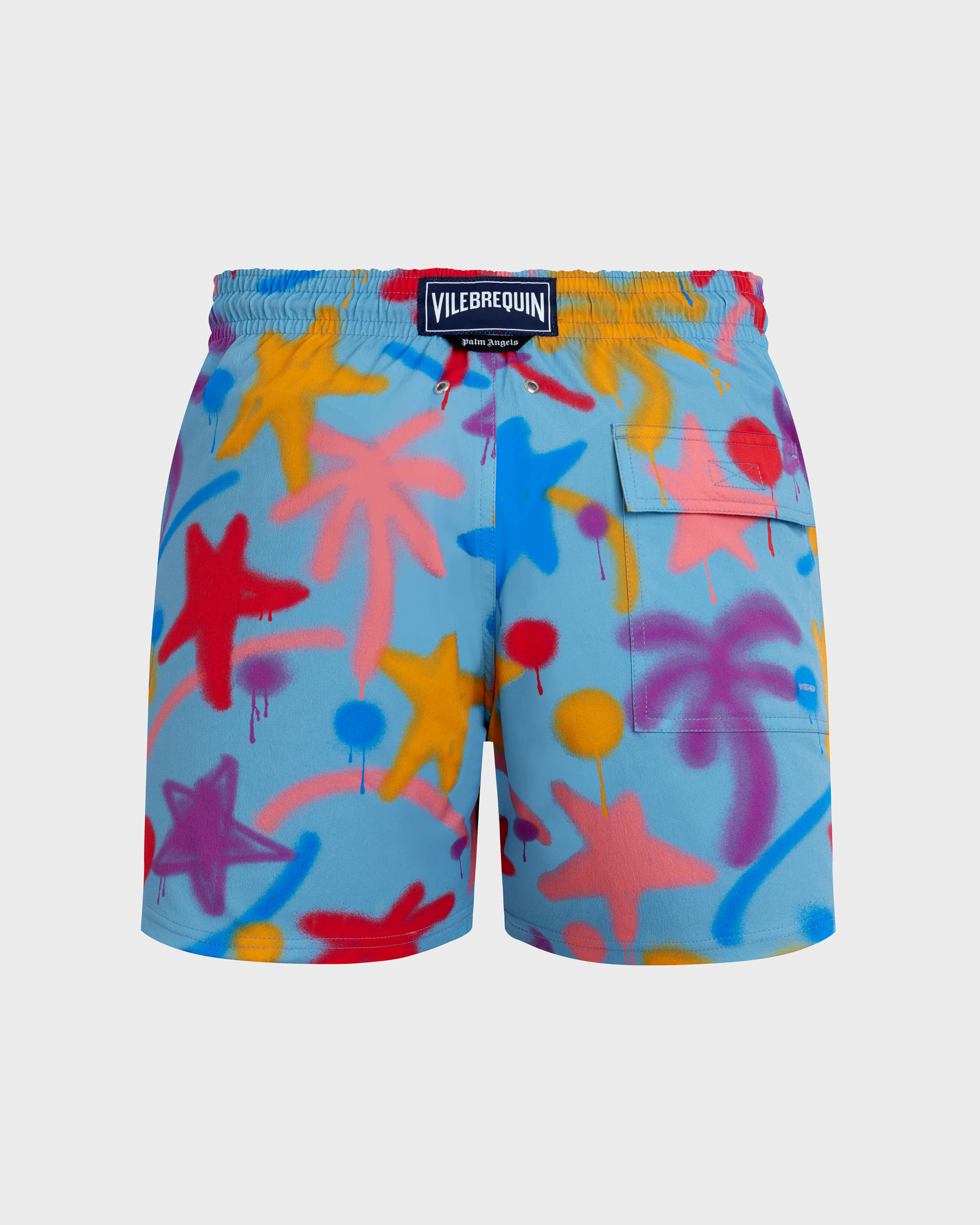 Men Stretch Short Swim Shorts Spray Paint - VBQ x Palm Angels 614 back view