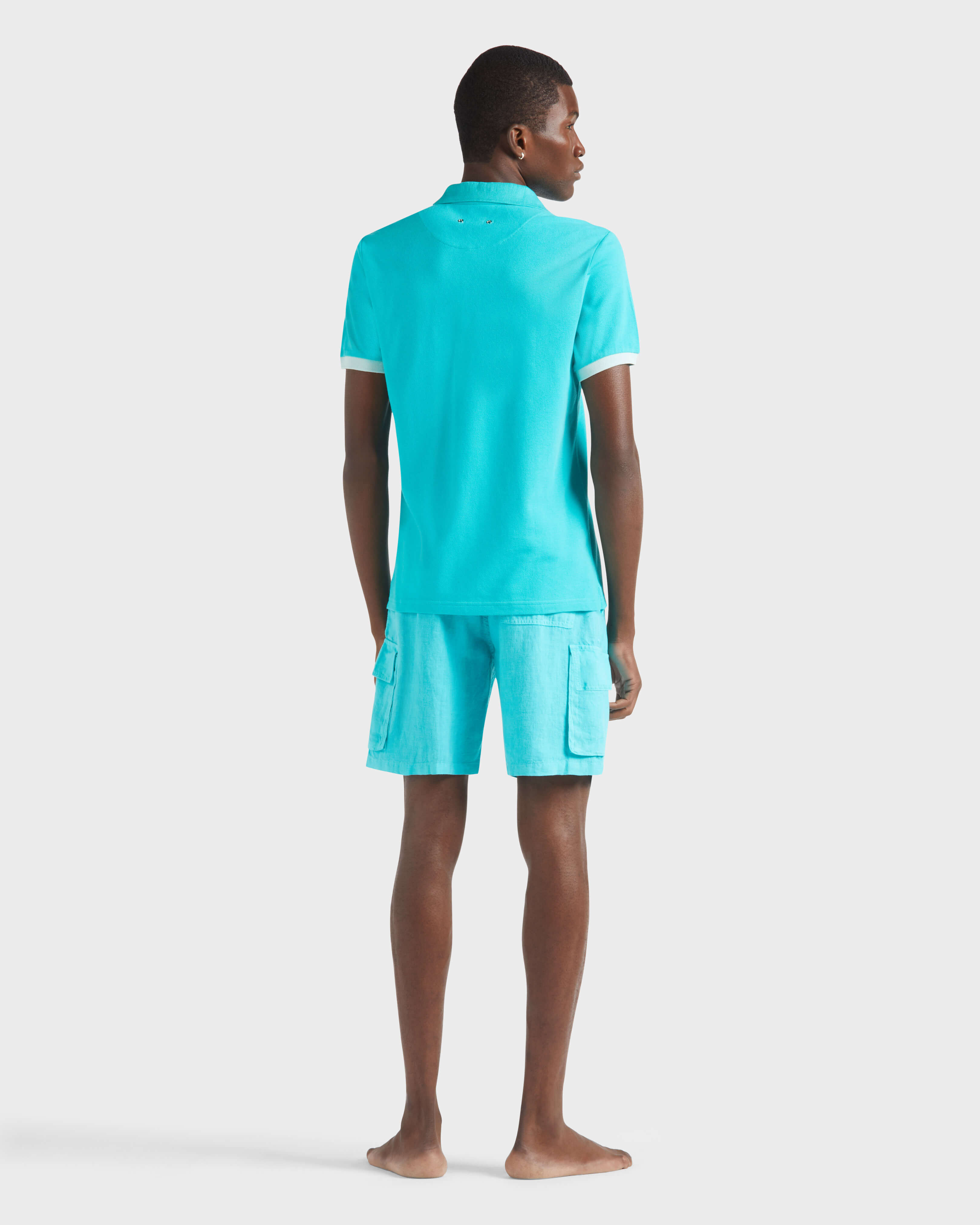 Solid Polohemd aus Baumwolle für Herren DISCO GREEN backworn view