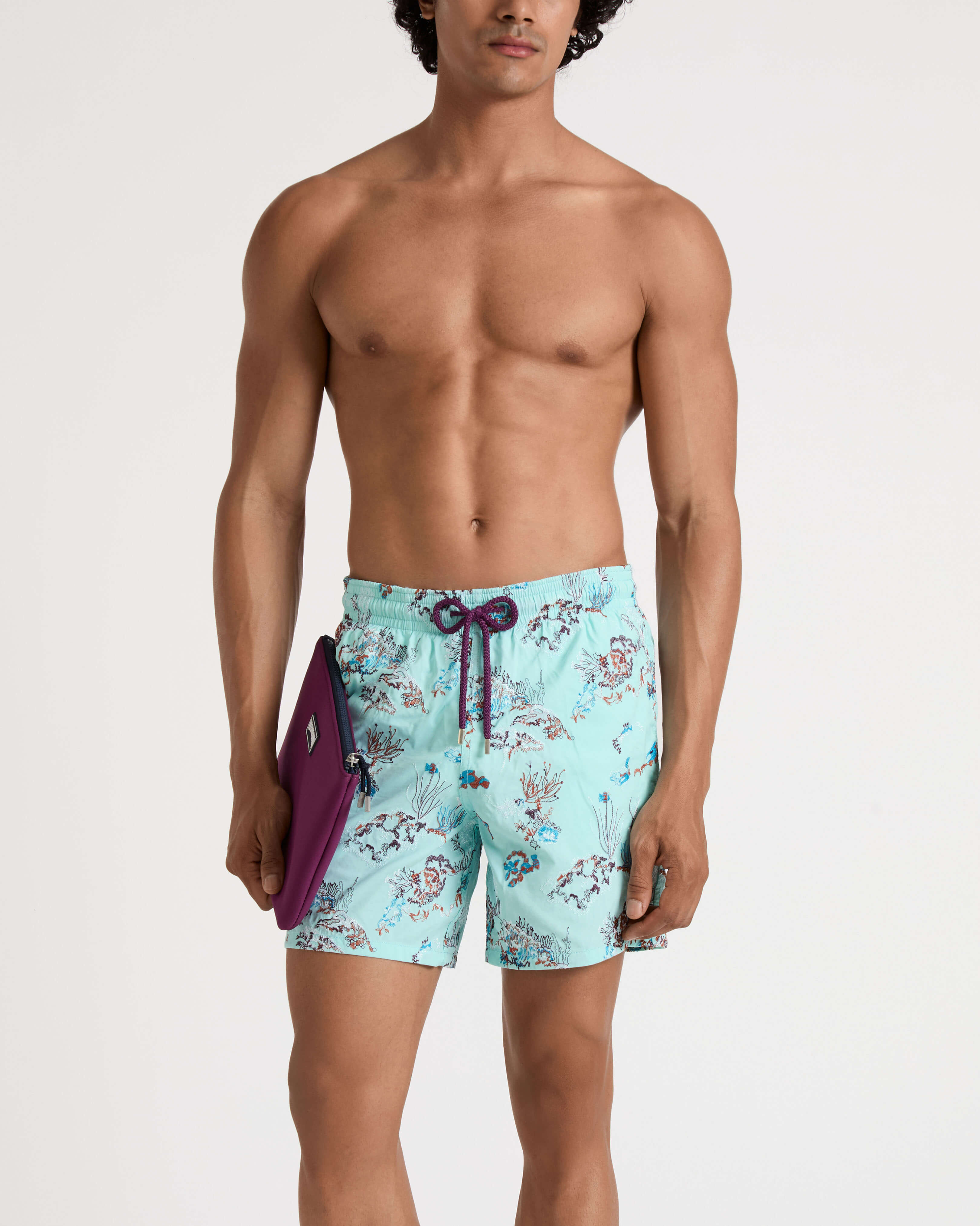 Pantaloncini mare uomo ricamati Coral Reef- Edizione limitata OXYGENE frontworn view