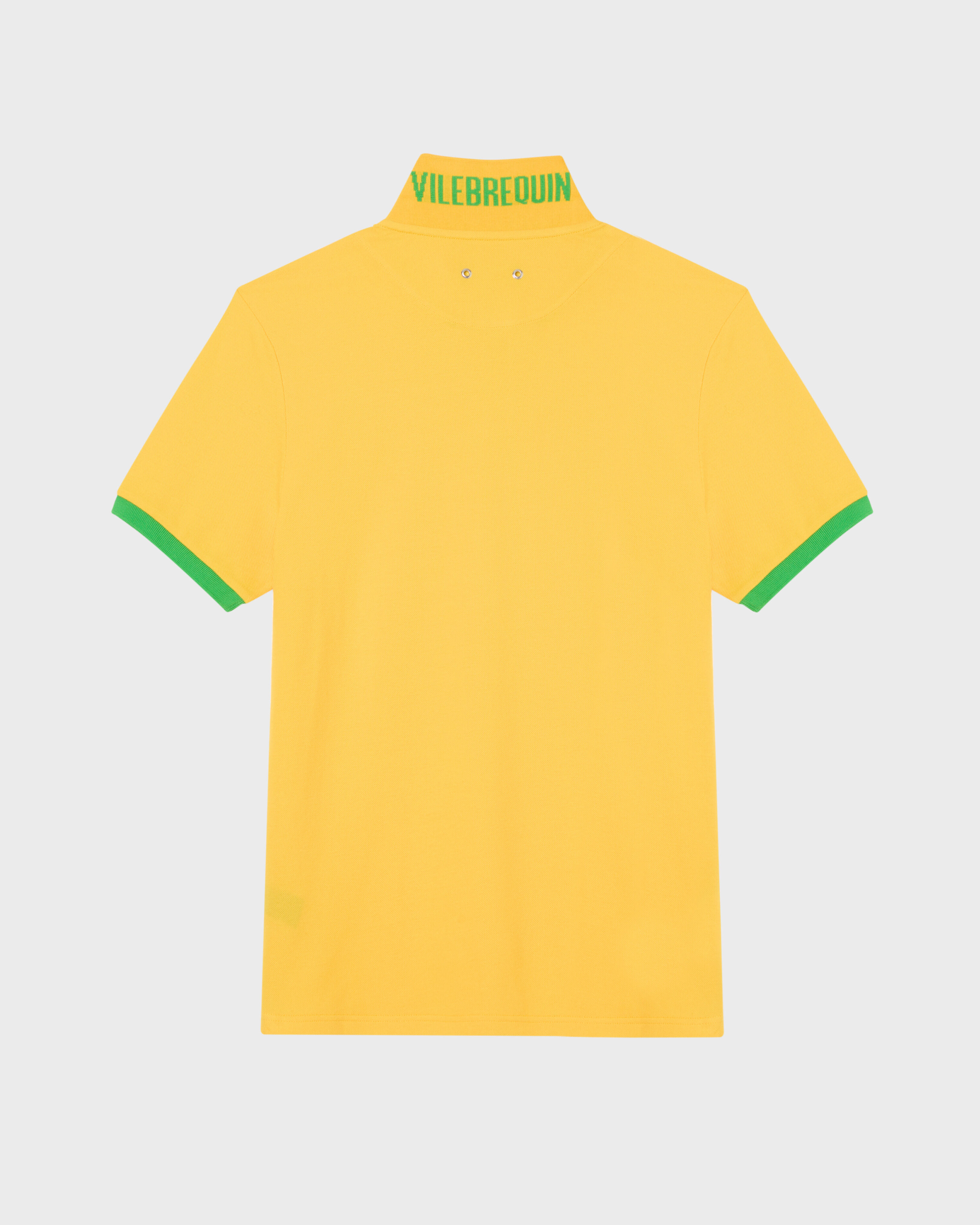 Men Cotton Pique Polo Shirt Solid CORN back view