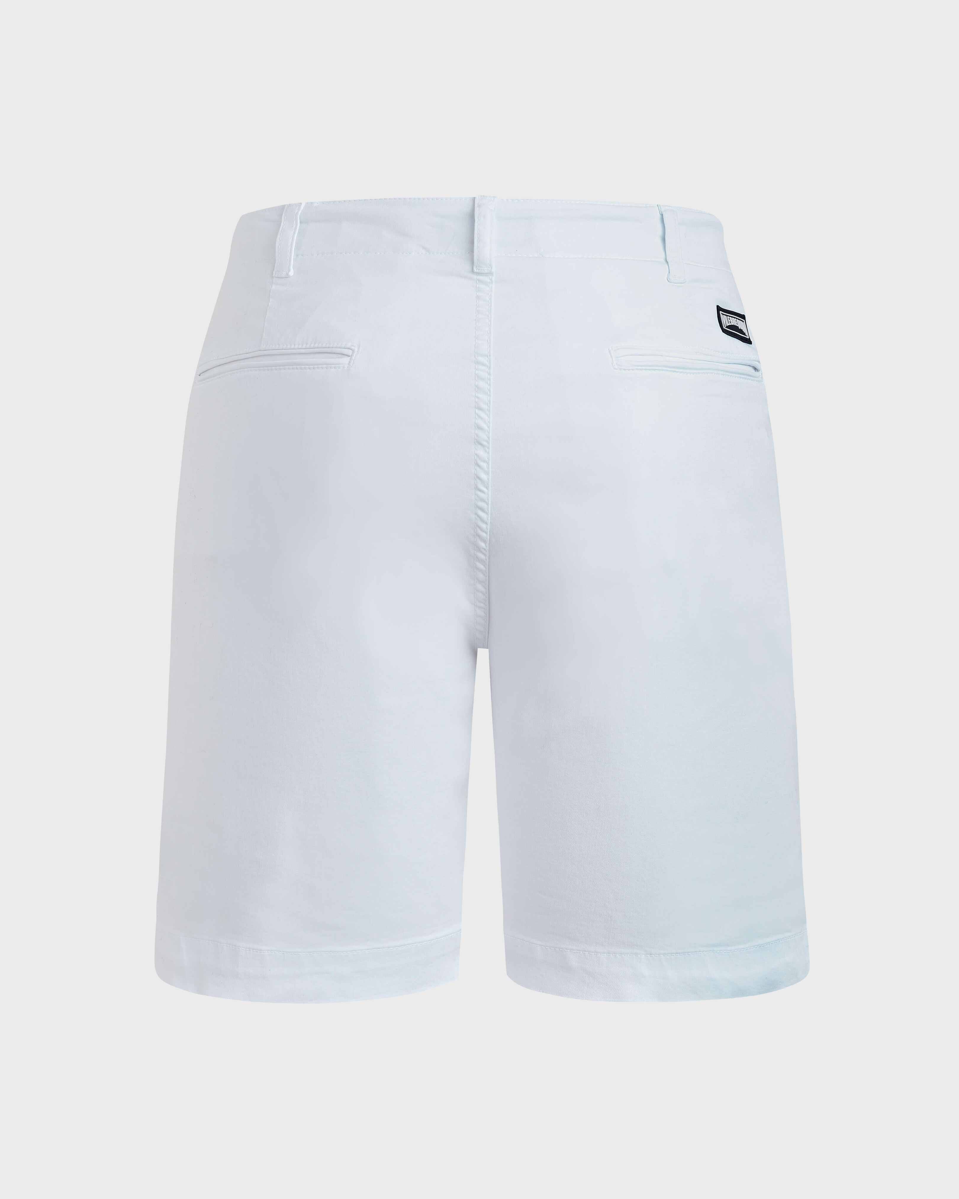 Men Tencel Satin Bermuda Shorts Solid WHITE back view