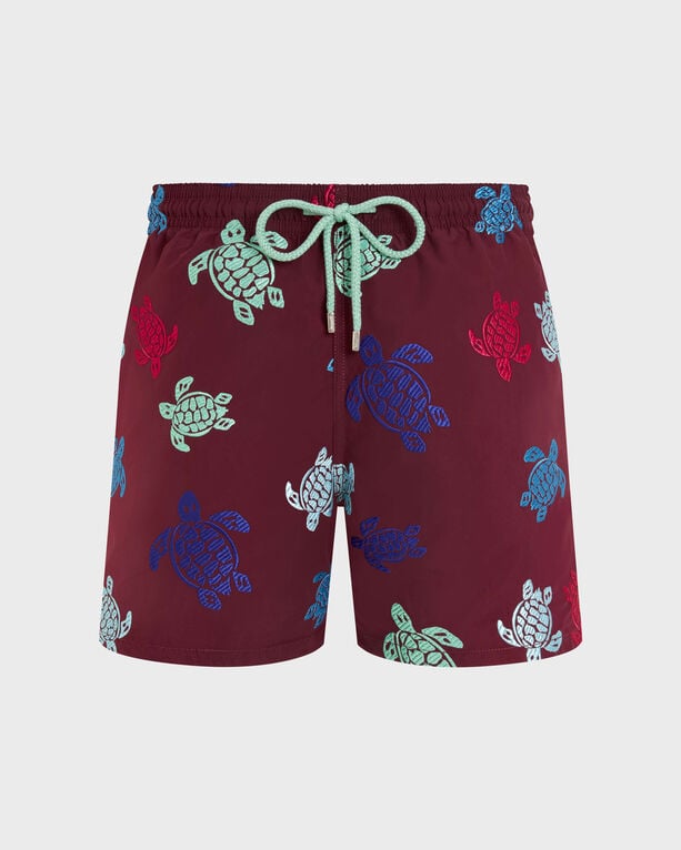 Vilebrequin - Men Embroidered Swim Trunks Ronde Des Tortues - Limited Edition - Swimwear - Mistral - Red - Size M