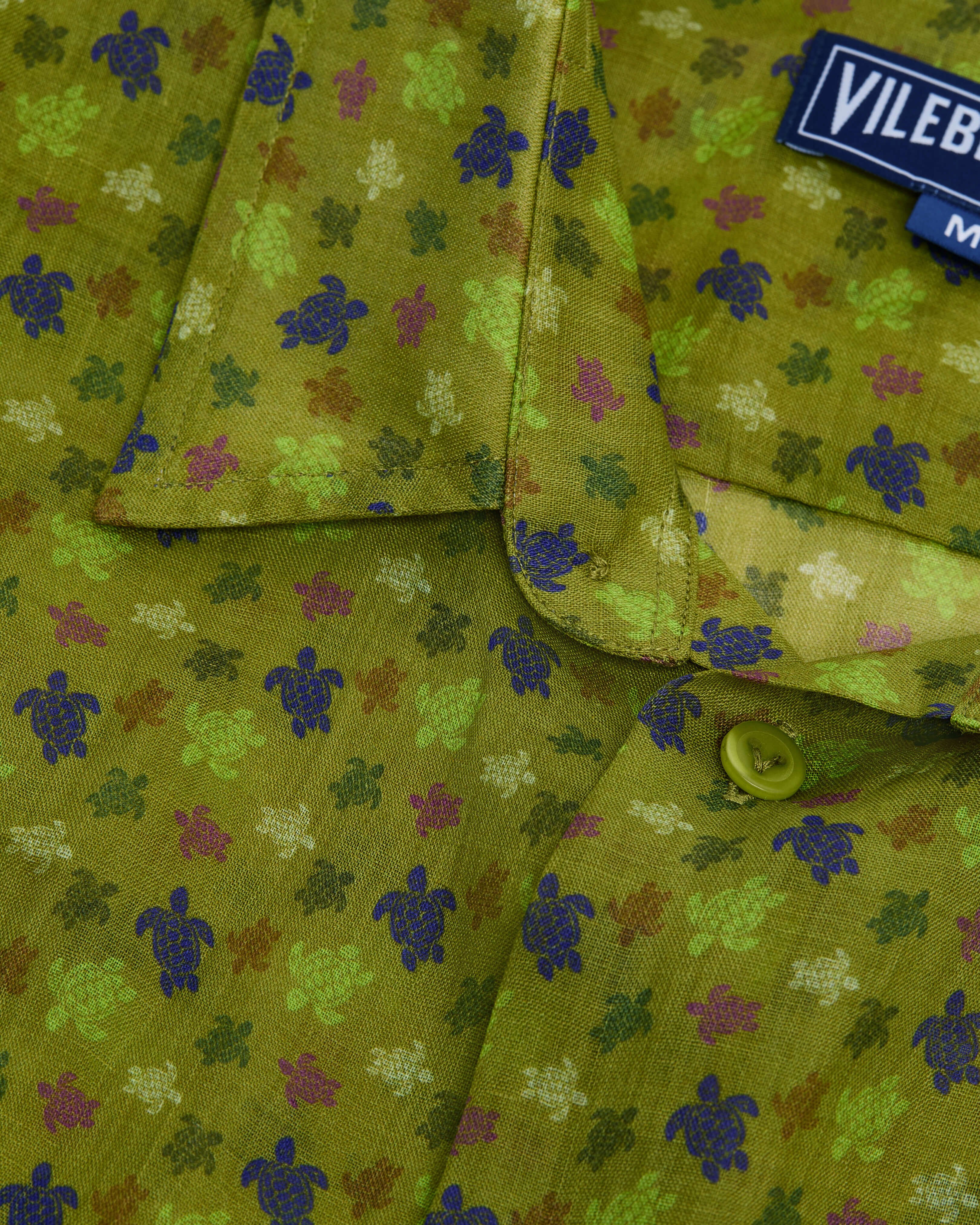Camicia bowling uomo in ramiè Micro Ronde des Tortues VERDE PALLIDO supp4 view