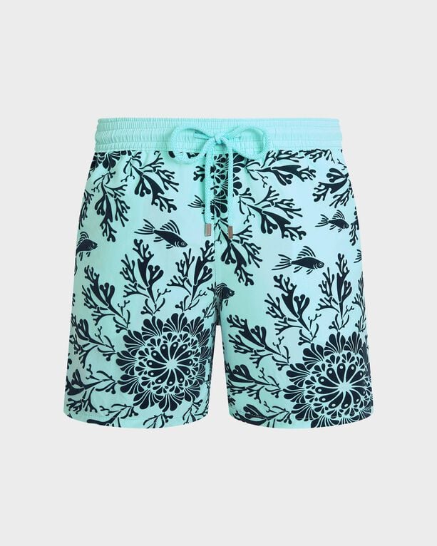 Vilebrequin – Beflockte Coral Mandala Badeshorts Für Herren – Bademode – Moorea – Blau – Größe XXXL
