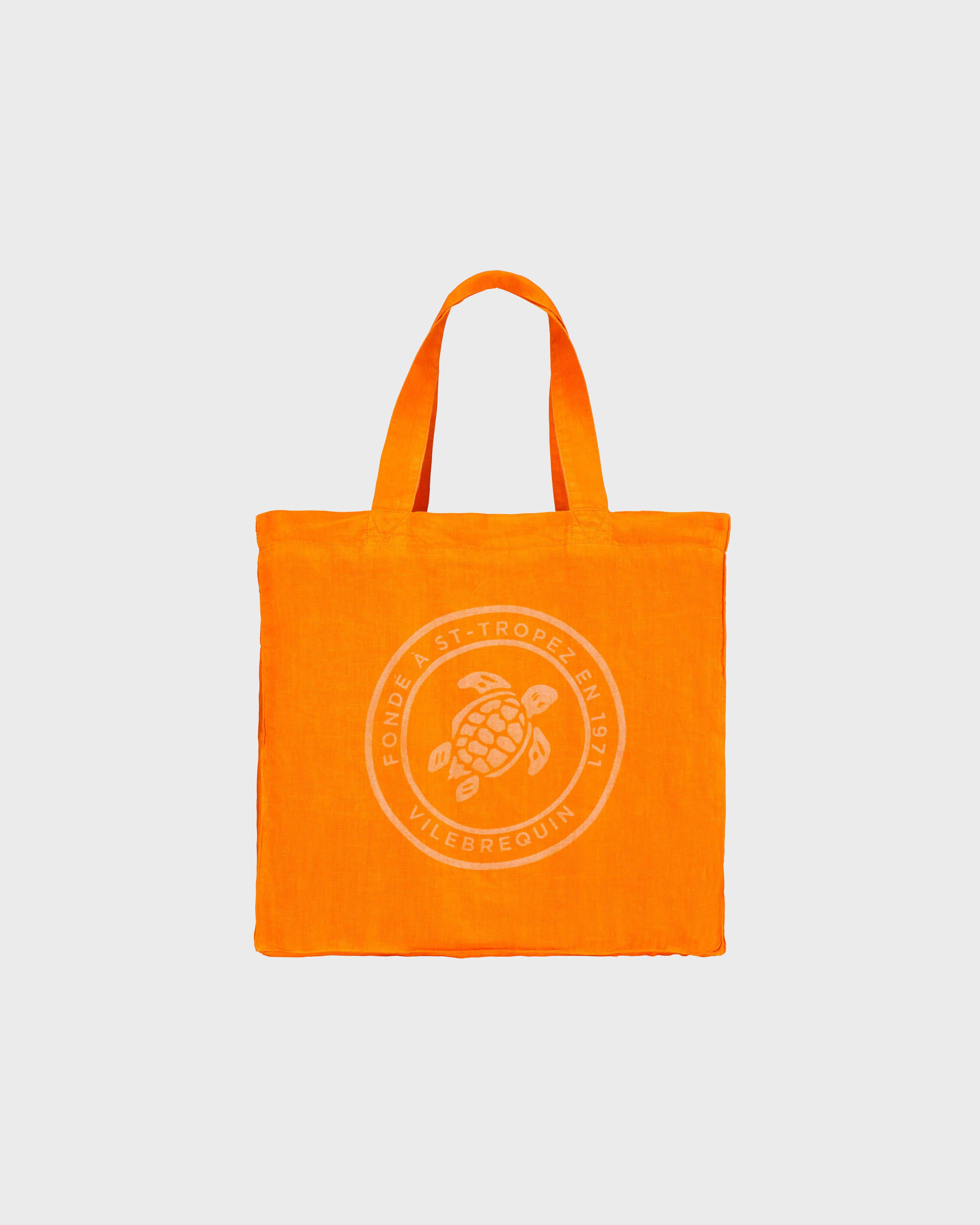 Borsa tote in lino Turtle ALBICOCCA front view