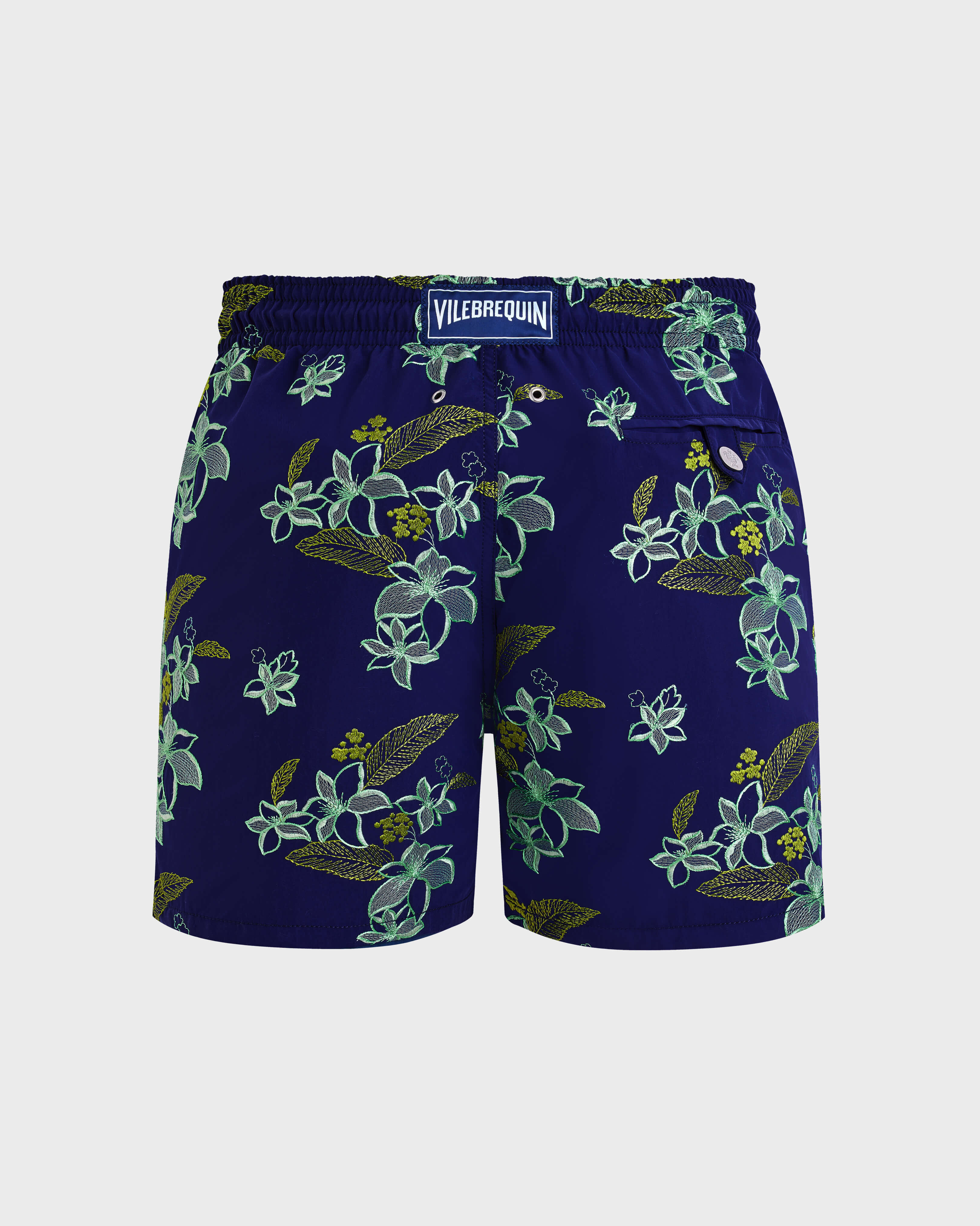 Pantaloncini mare uomo ricamati Flowers Power MIDNIGHT back view
