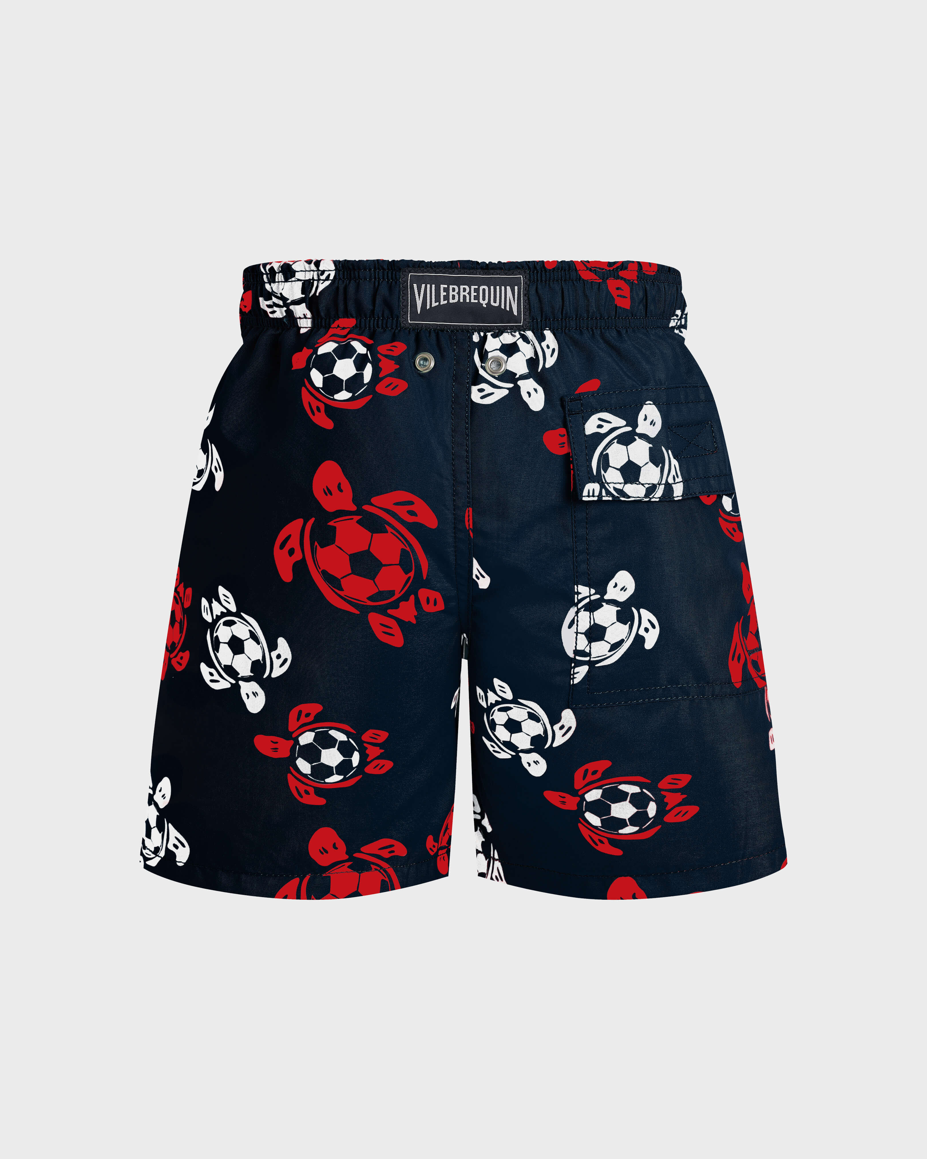 Soccer Turtles Stretch-Badeshorts für Jungen MARINEBLAU back view
