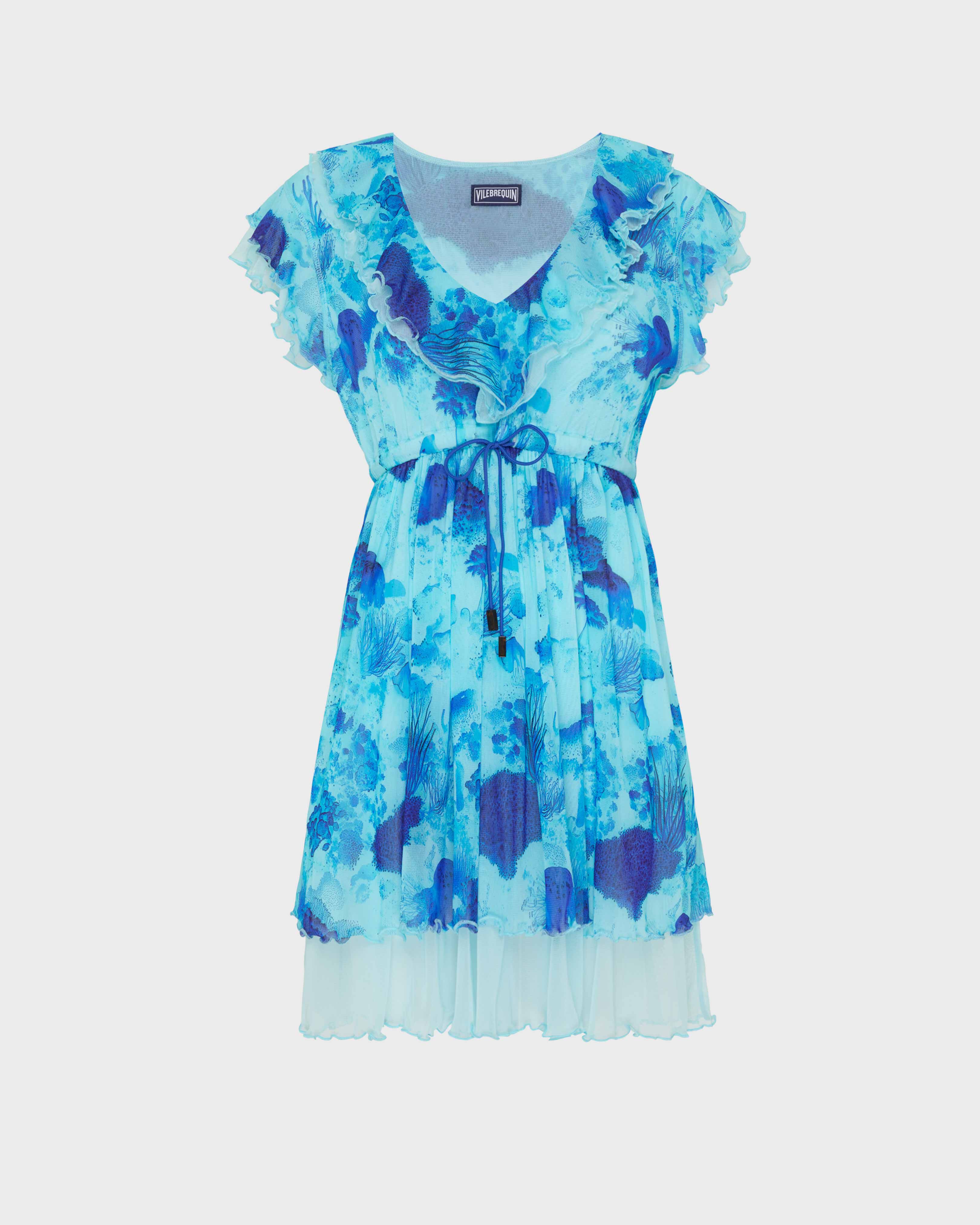 Vestido corto de tul con estampado Coral Reef para mujer OXYGENE front view