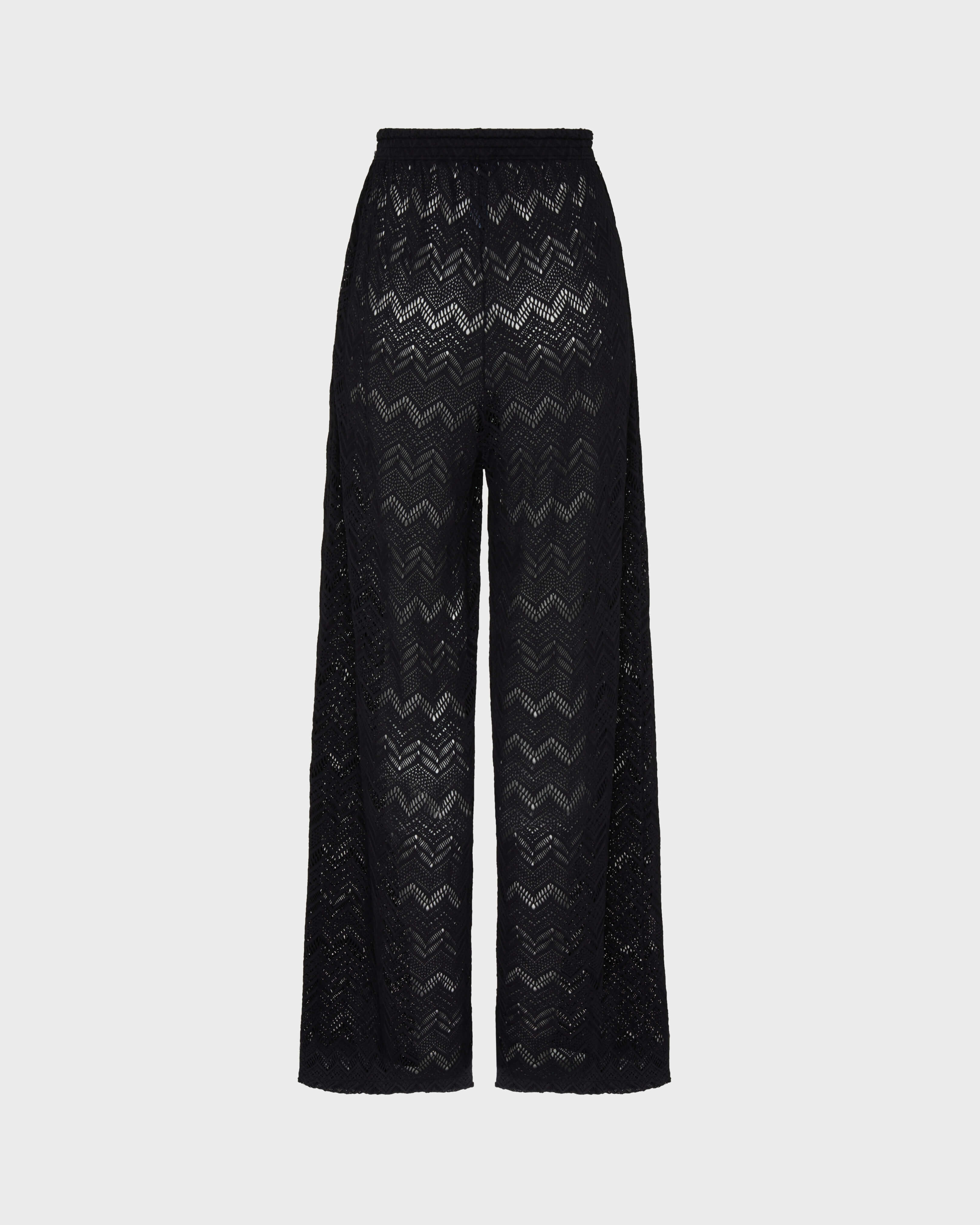 Women Mesh Wide-Leg Pants BLACK back view